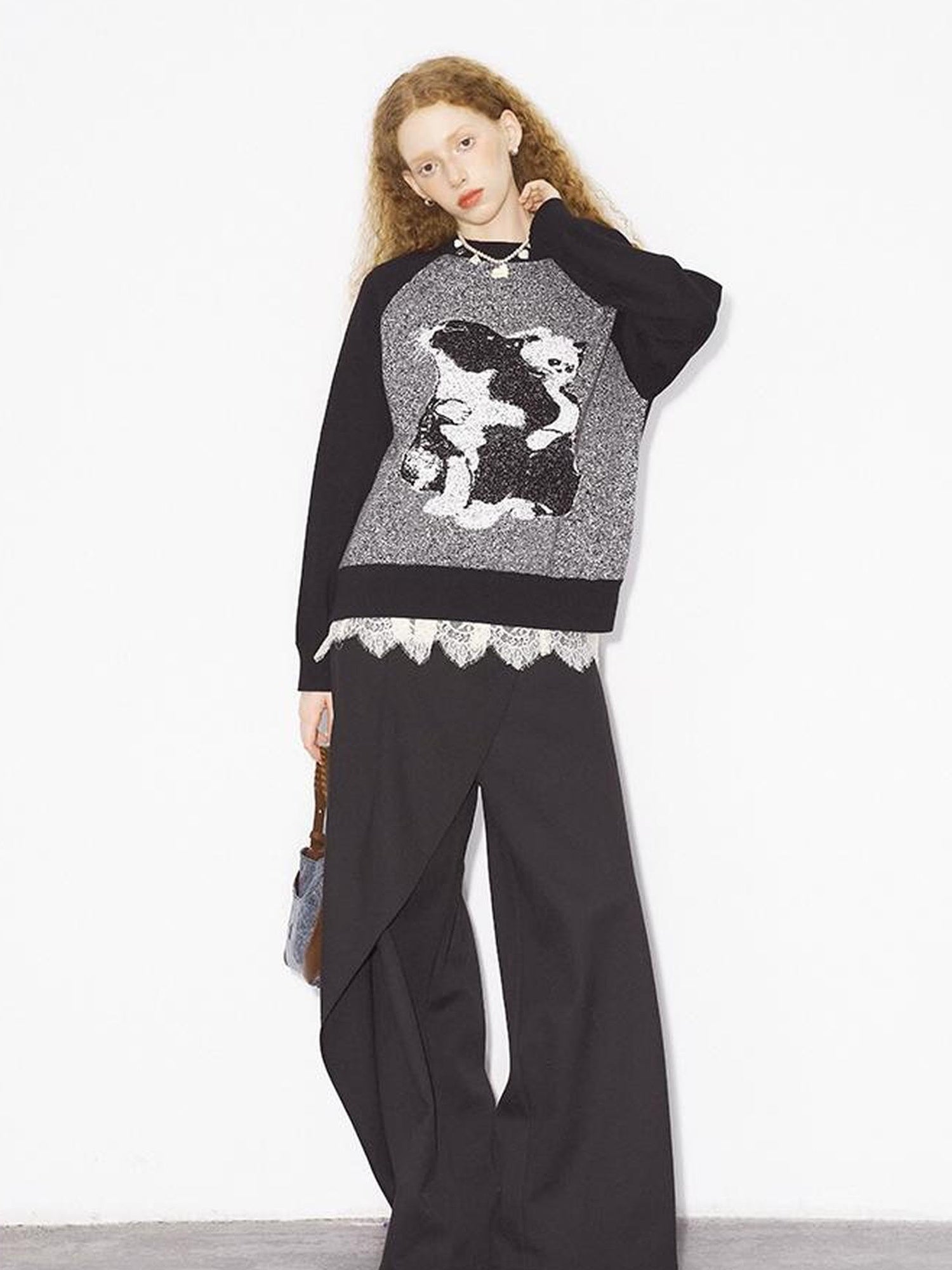 DIDDI MODA Low Waist Flared Pants With Layered Flap Design