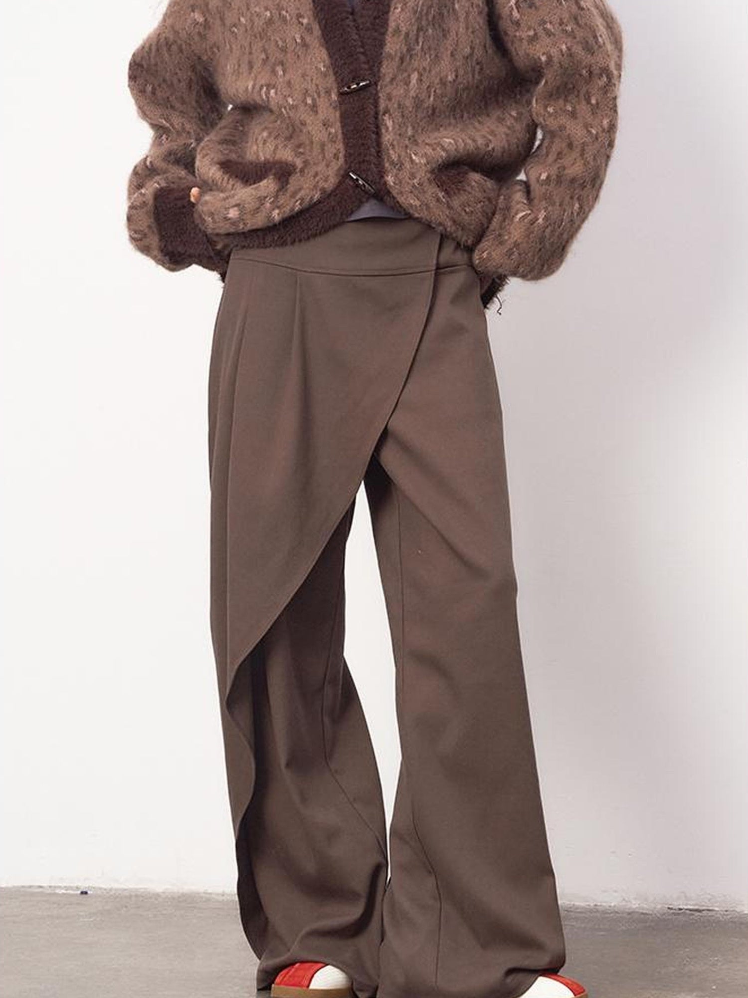 DIDDI MODA Low Waist Flared Pants With Layered Flap Design