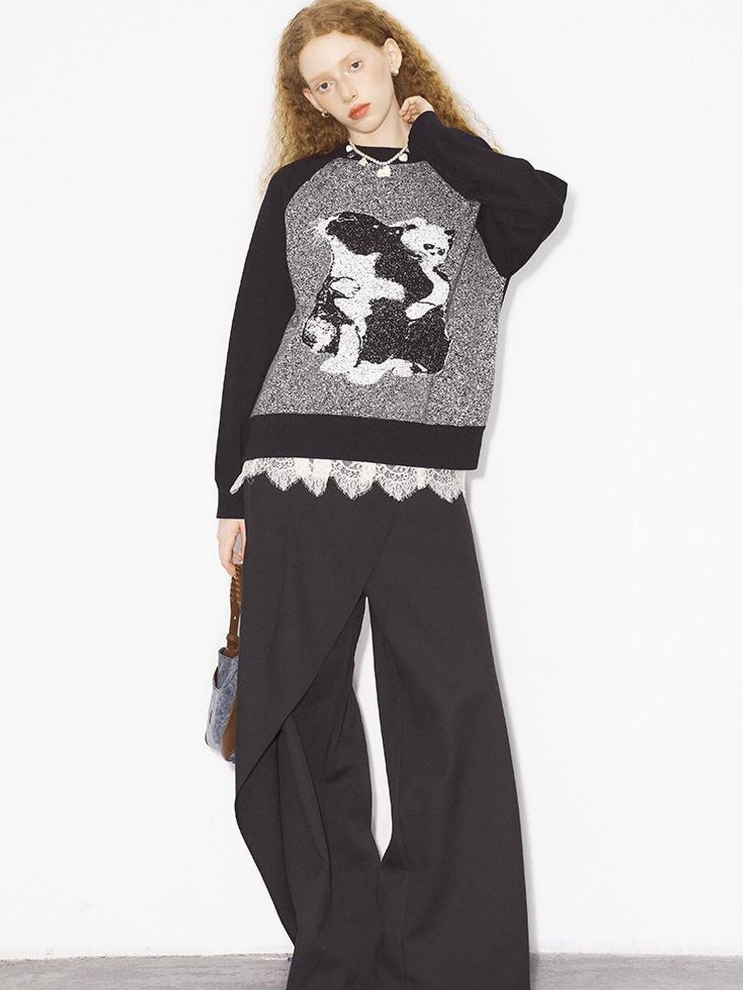 DIDDI MODA Low Waist Flared Pants With Layered Flap Design