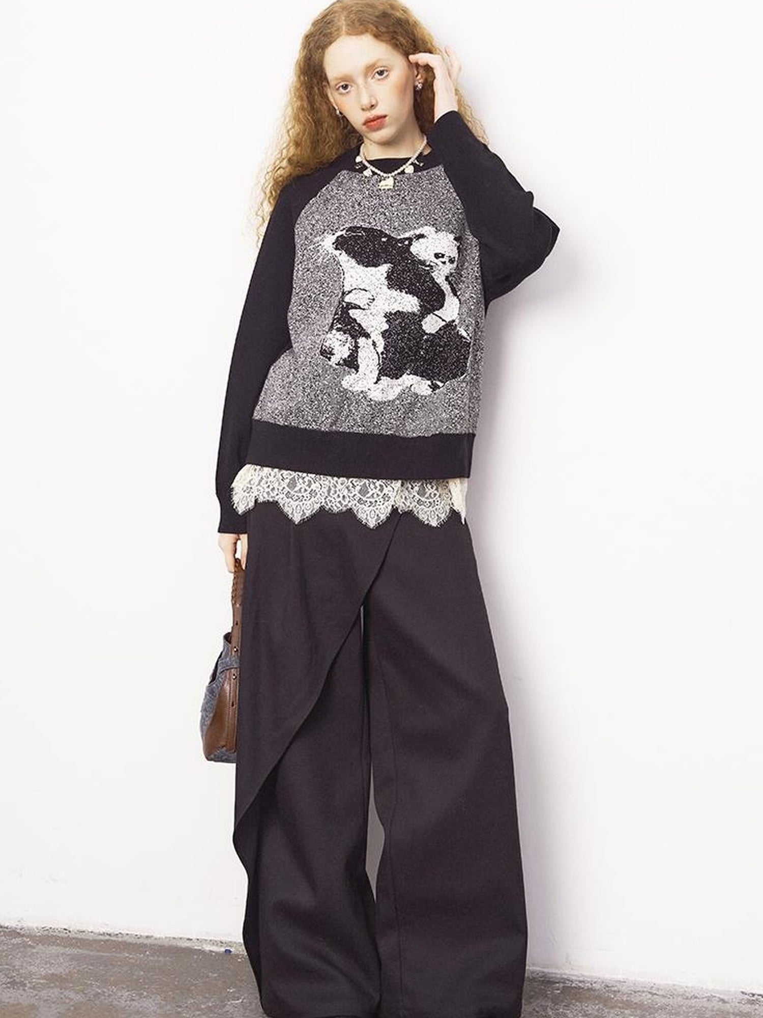 DIDDI MODA Low Waist Flared Pants With Layered Flap Design