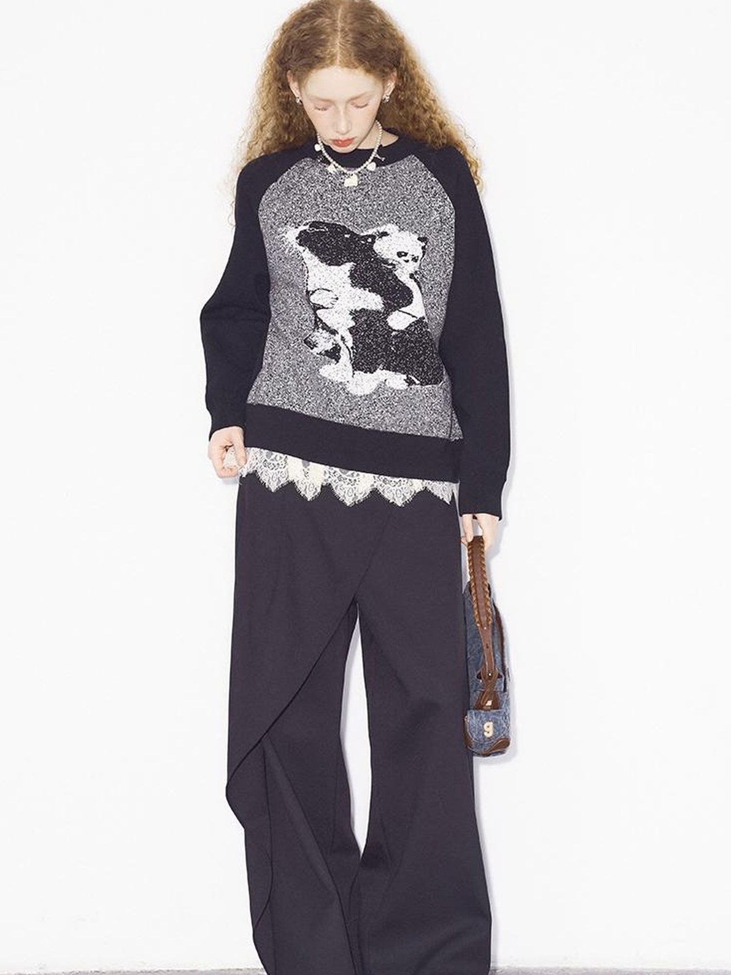 DIDDI MODA Low Waist Flared Pants With Layered Flap Design