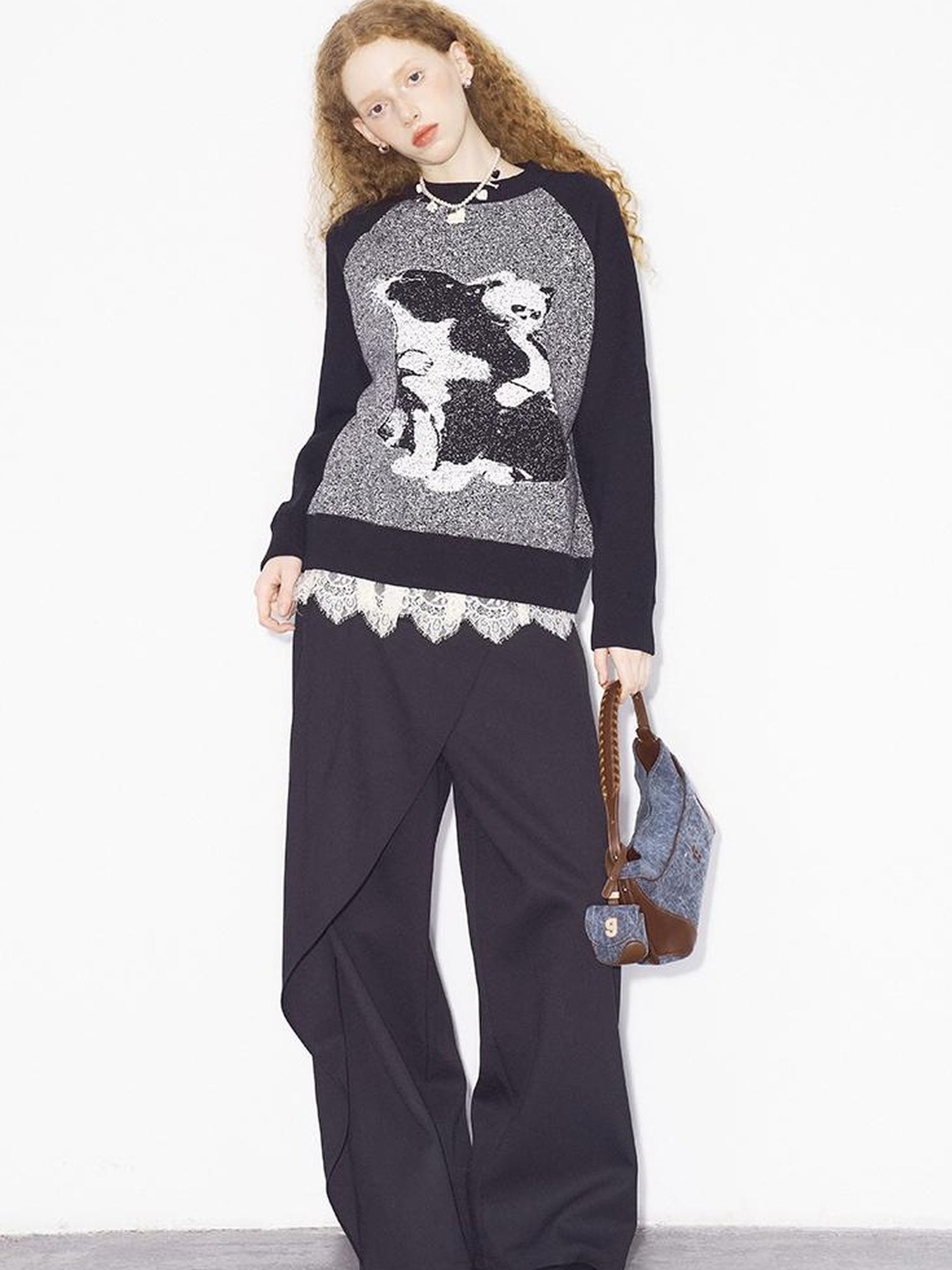 DIDDI MODA Low Waist Flared Pants With Layered Flap Design