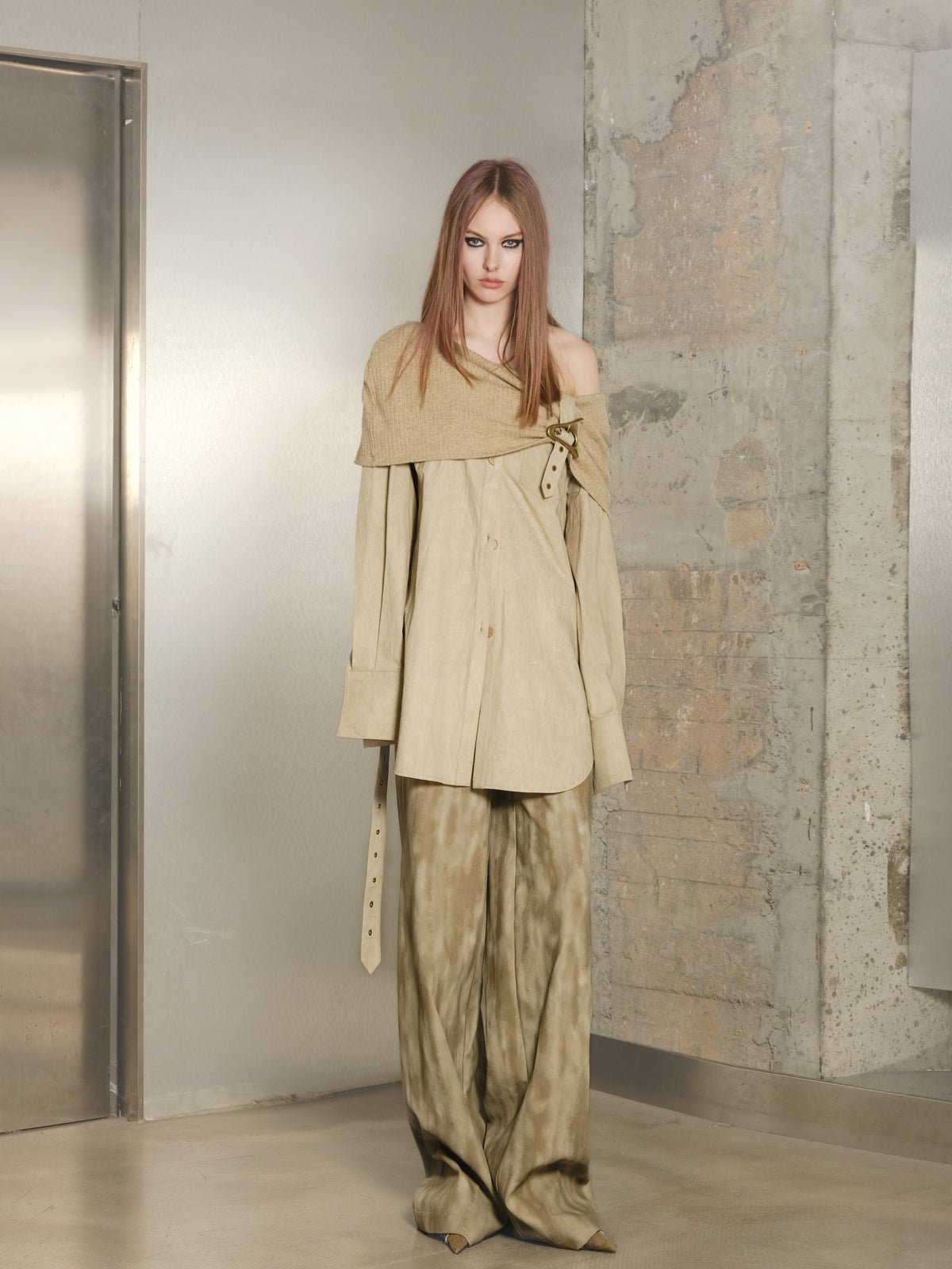 UpdateNN NORTH NODE Off Shoulder Shirt With Detachable Belt