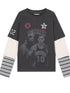 Rodman Oversized Jersey Tee V Neck T Shirt Long Sleeve