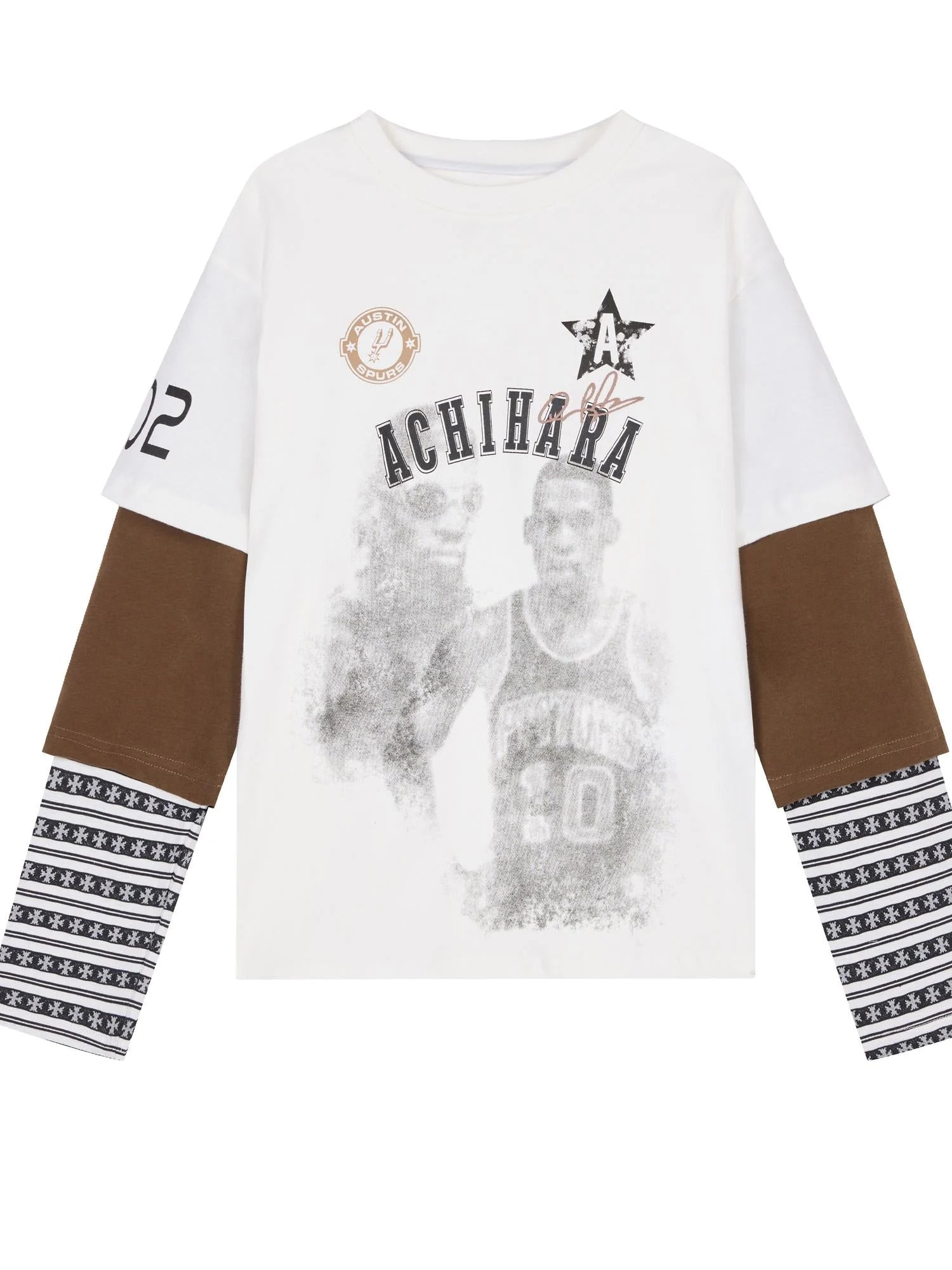Rodman Oversized Jersey Tee V Neck T Shirt Long Sleeve