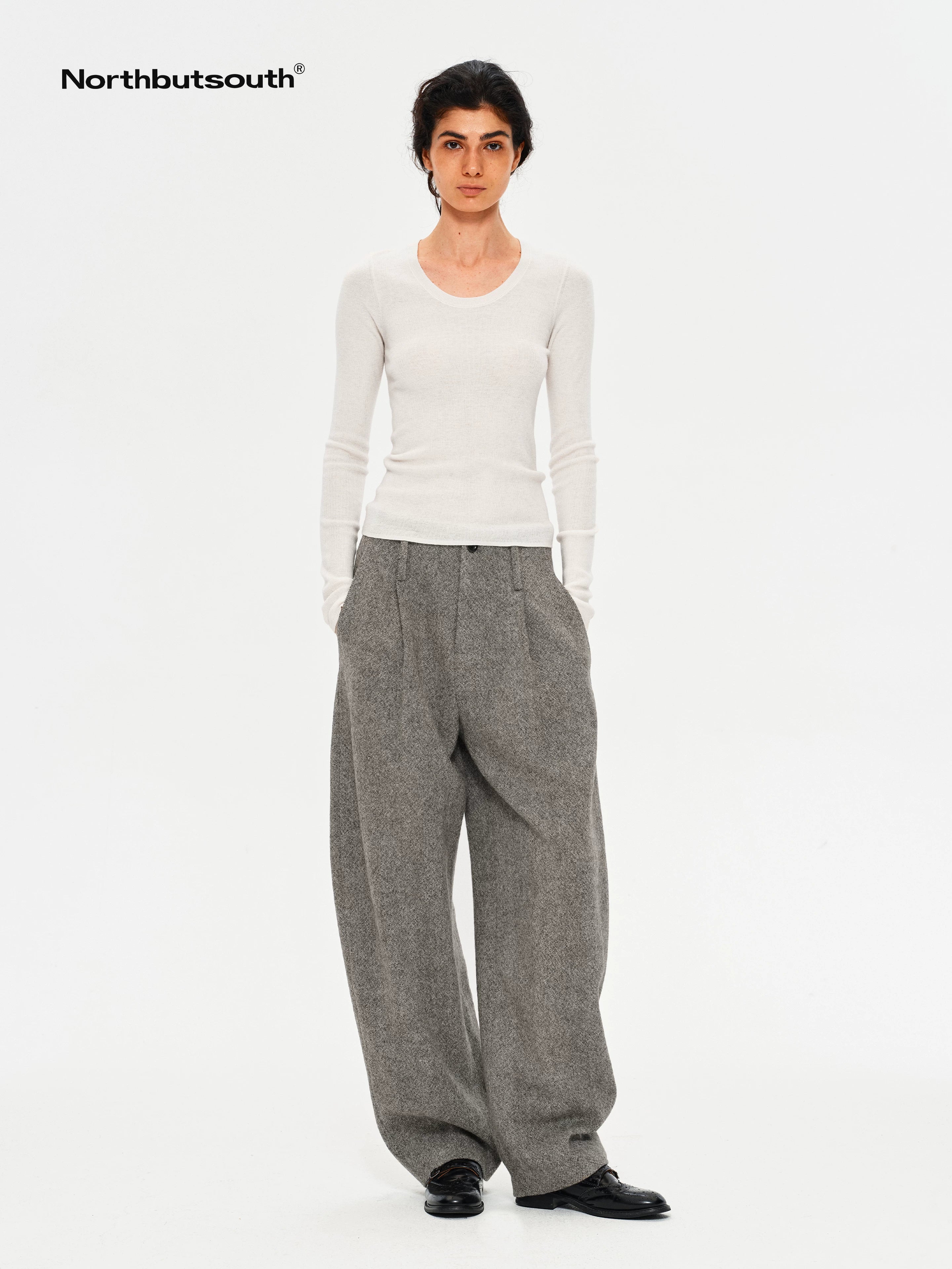 Melange Drapey No Waistband Curved Leg Women&