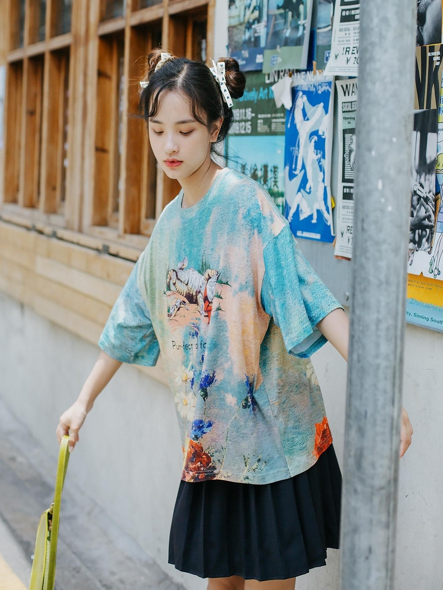 Sweet Mi Meow Retro Vintage Print Summer Tee Free Size