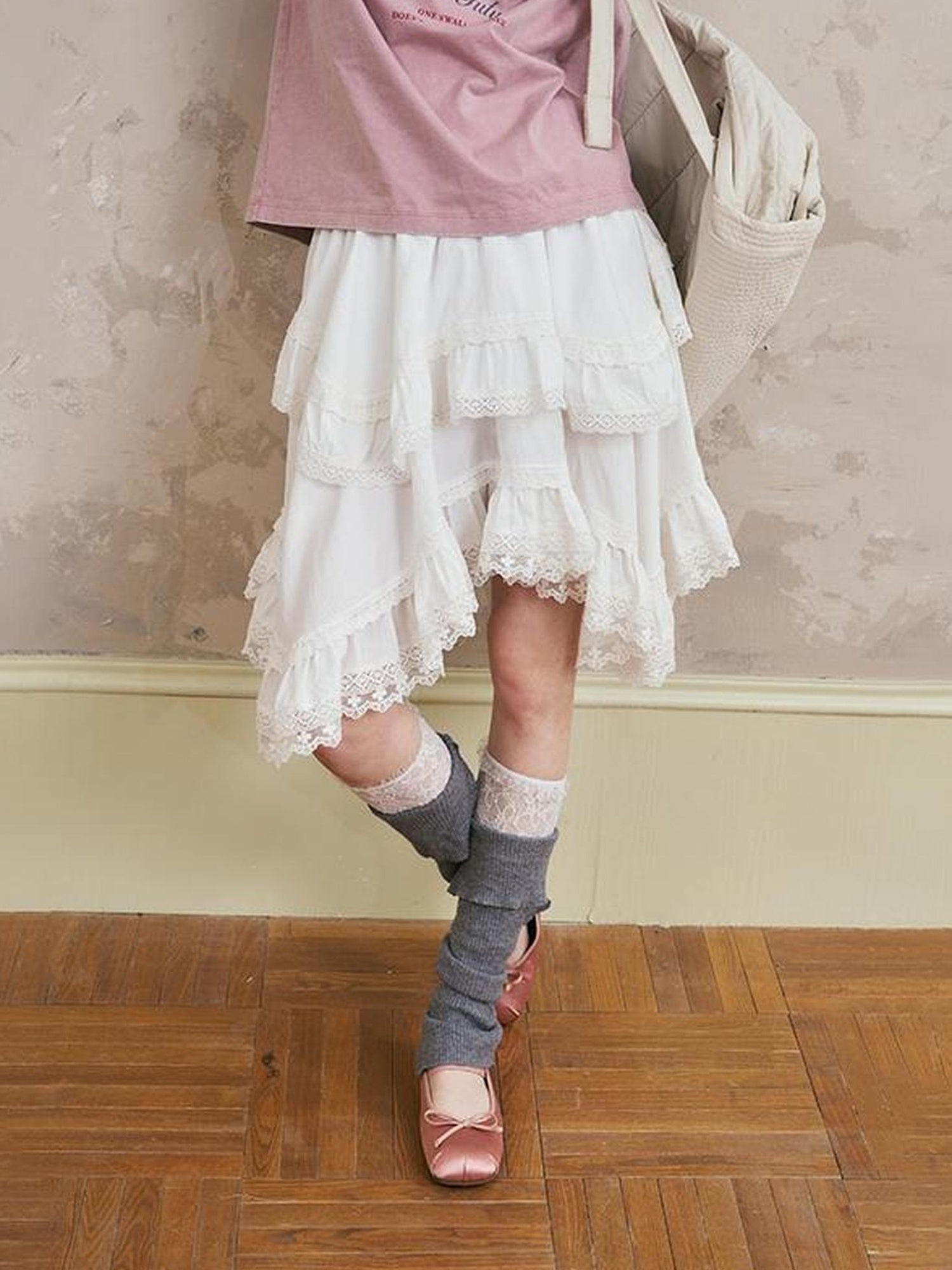 DIDDI MODA Mermaid Cat Fantasy Tee Lace Tiered Skirt Set