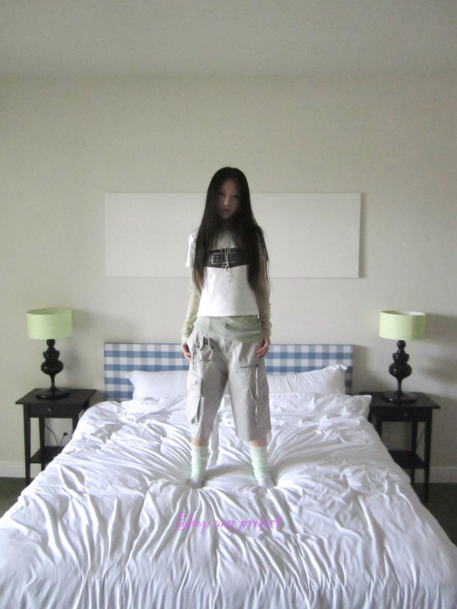 ang project Mesh Layered Long Sleeve Top Summer Solid Stack Neck Blouse