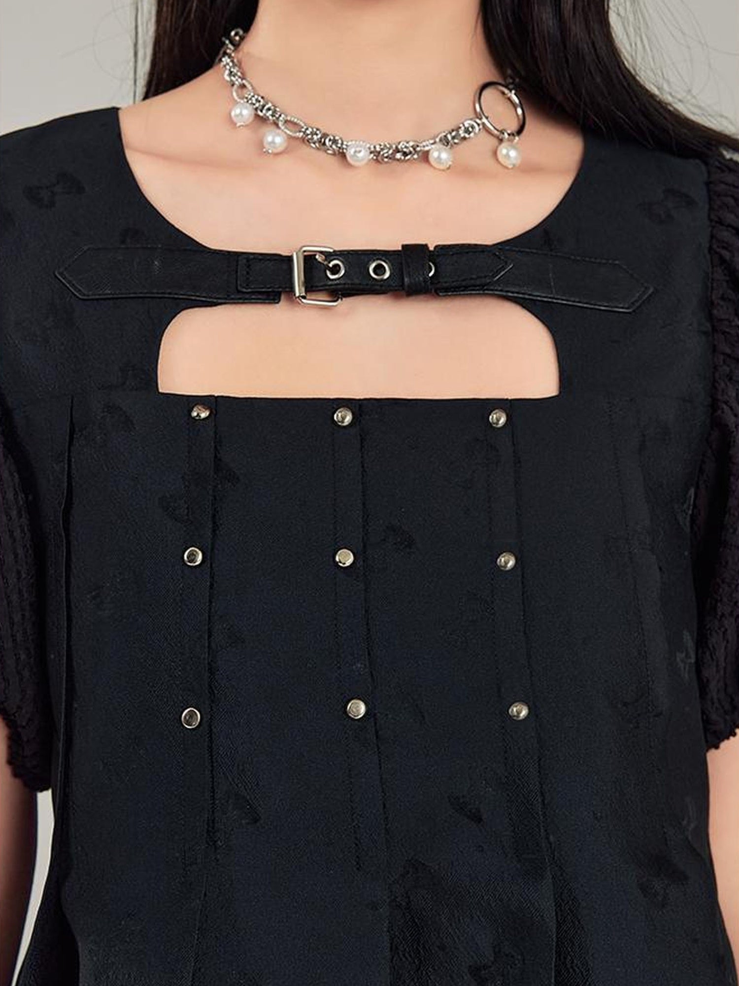 DIDDI MODA Midnight Sparkle Punk French Bubble Sleeve Dress