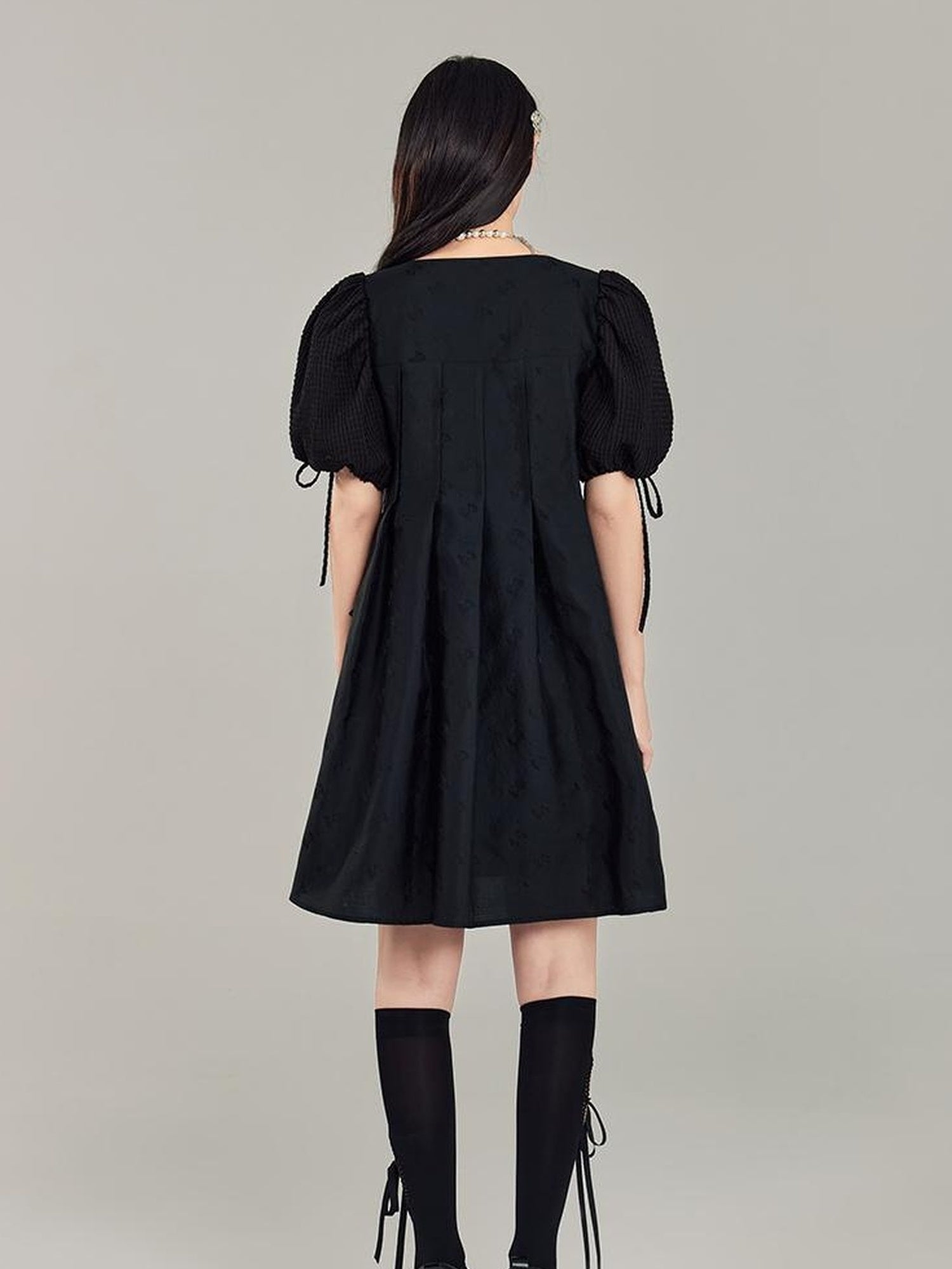 DIDDI MODA Midnight Sparkle Punk French Bubble Sleeve Dress