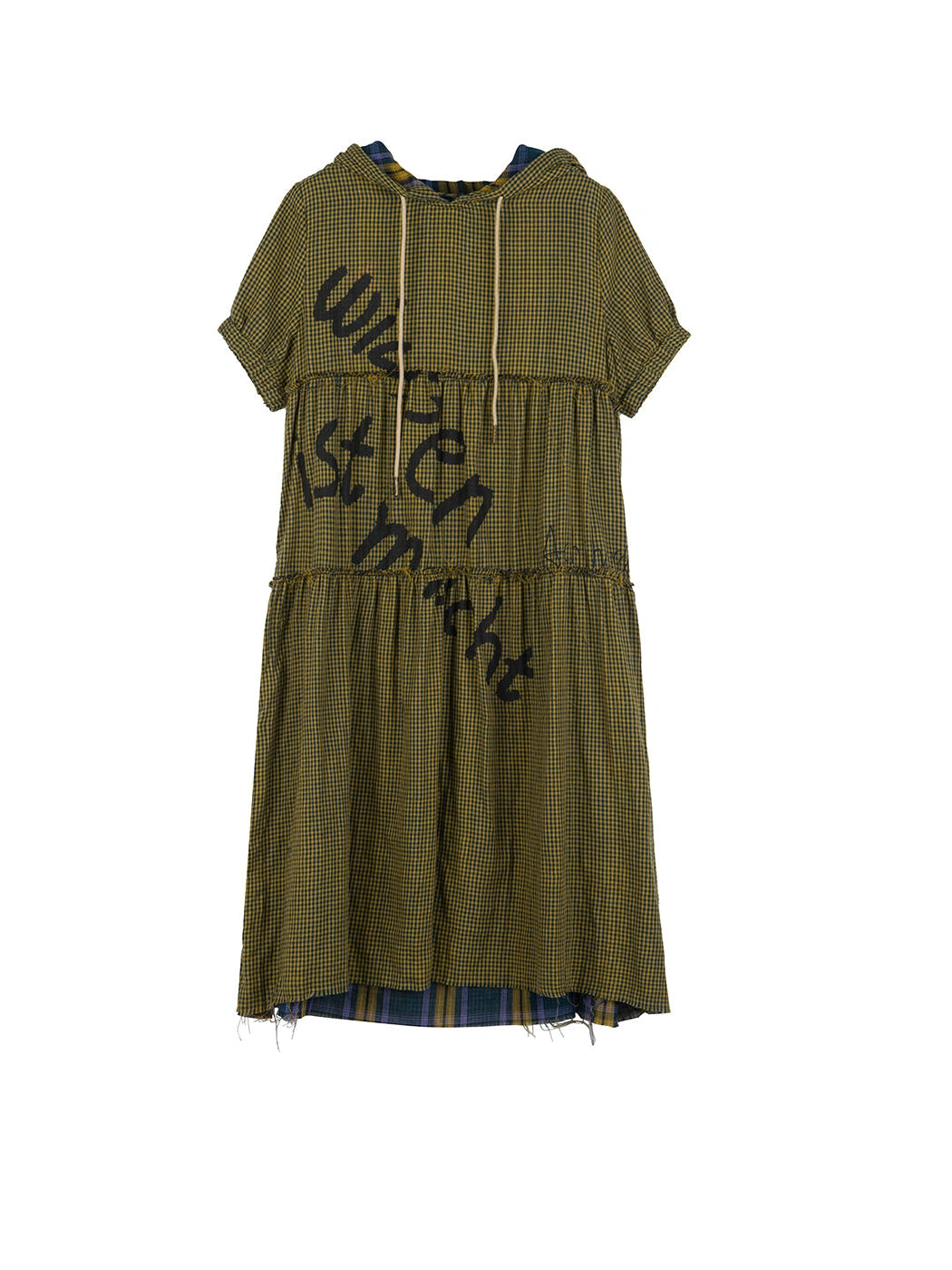 Reversible Plaid Trim Vintage A Line Dress For Summer Fall