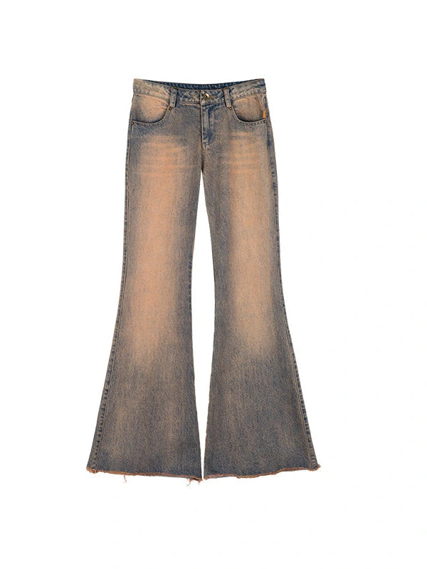 Vintage Distressed Flare Jeans For Women