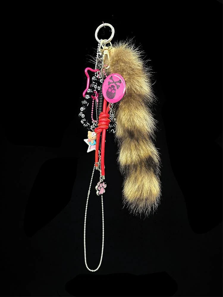 Mink Fur Keychain Phone Charm Multi-Functional Pendant