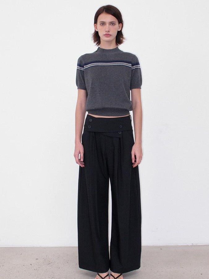 Mito de dar Button Overlap Waist Pleated A Line Women&