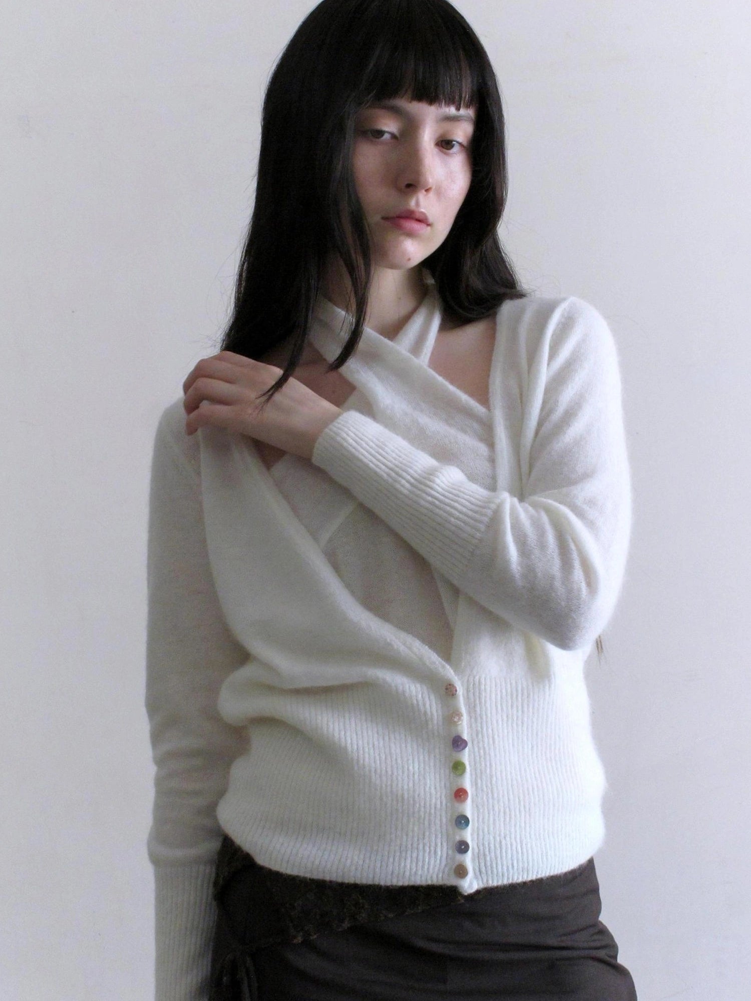 Mito de dar Colorful Button Alpaca Halter Cardigan