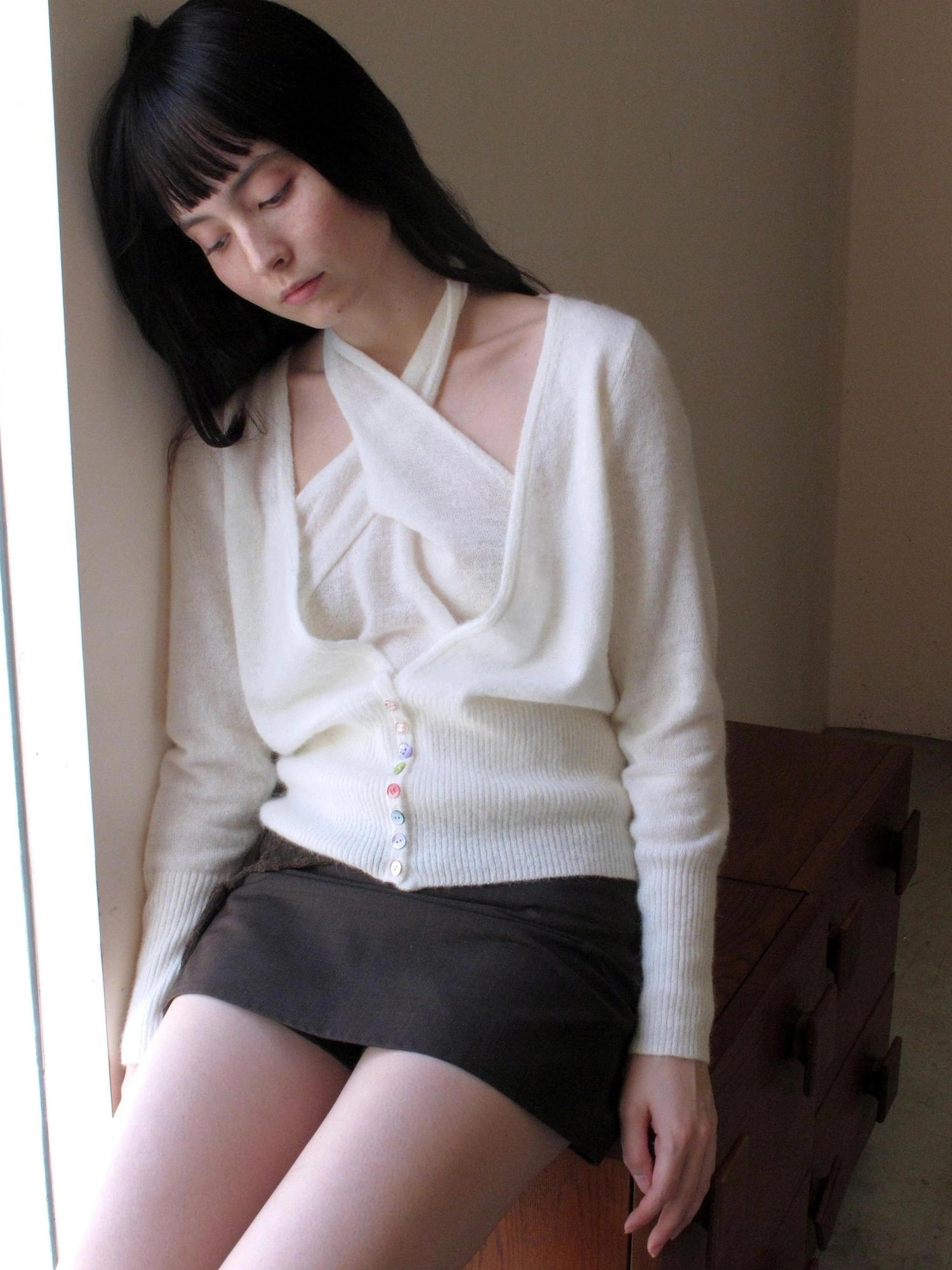 Mito de dar Colorful Button Alpaca Halter Cardigan