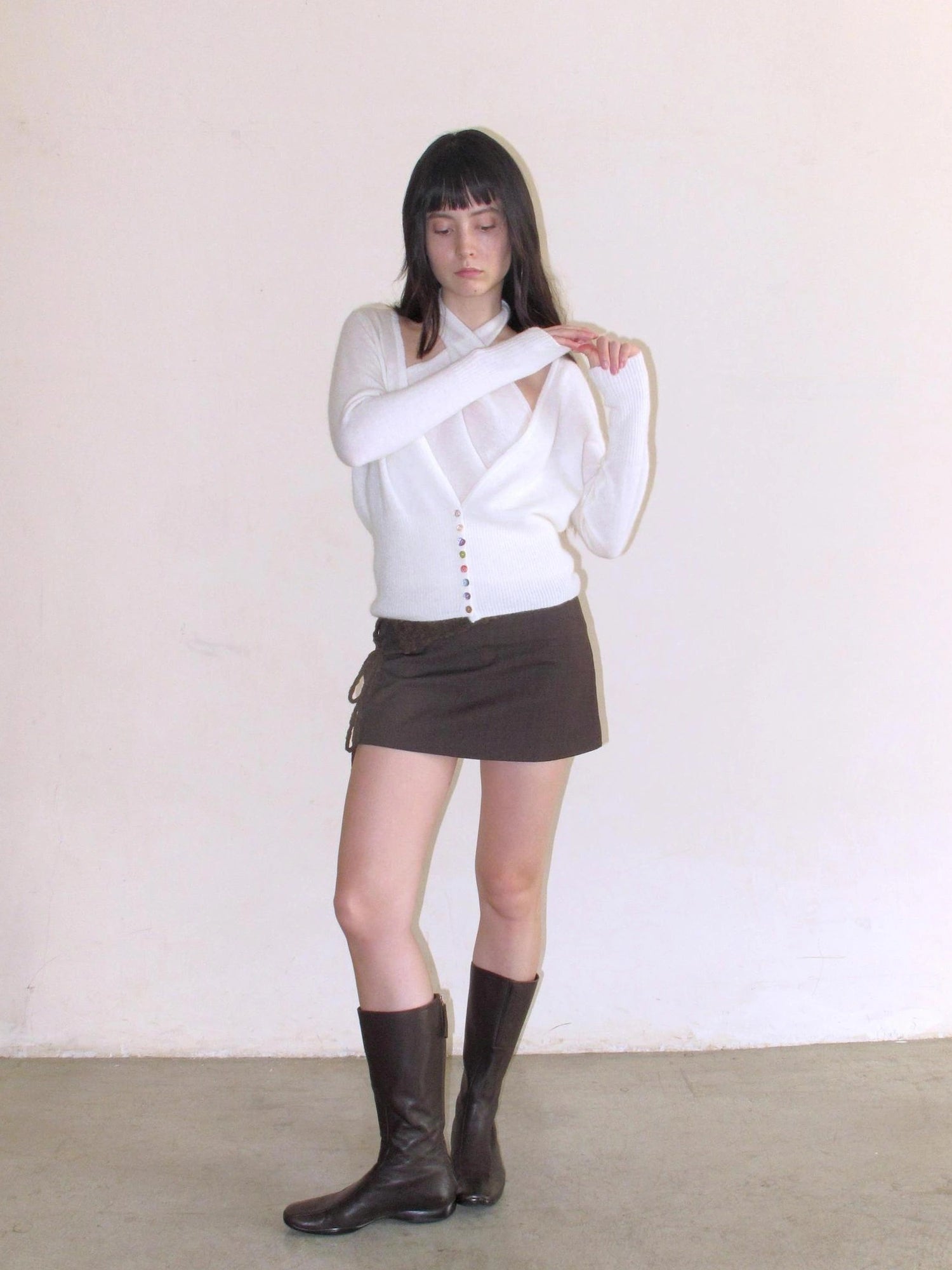 Mito de dar Colorful Button Alpaca Halter Cardigan