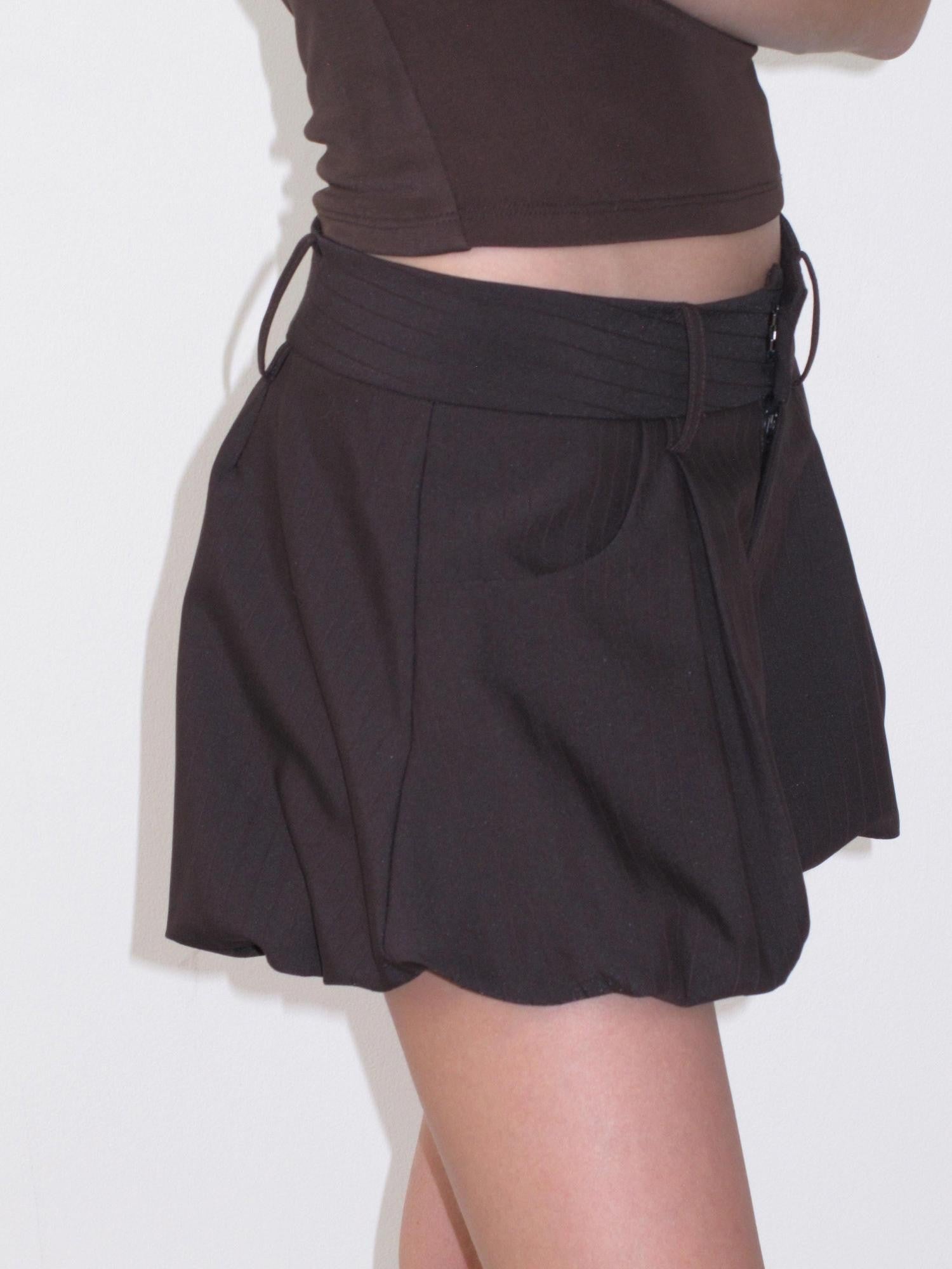 Mito de dar Deep Brown Subtle Stripe Double Pleat Sculpted Women&