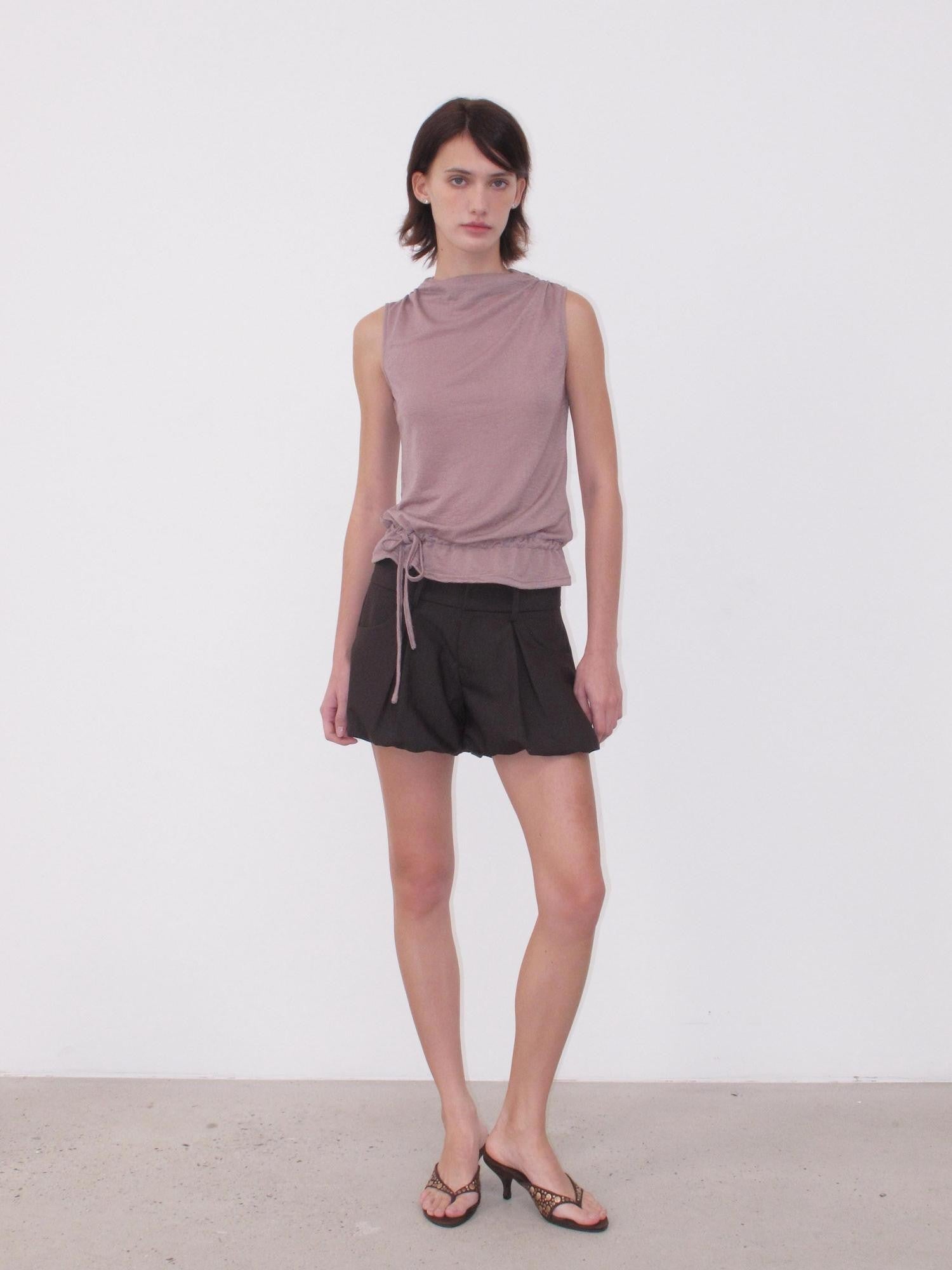 Mito de dar Deep Brown Subtle Stripe Double Pleat Sculpted Women&