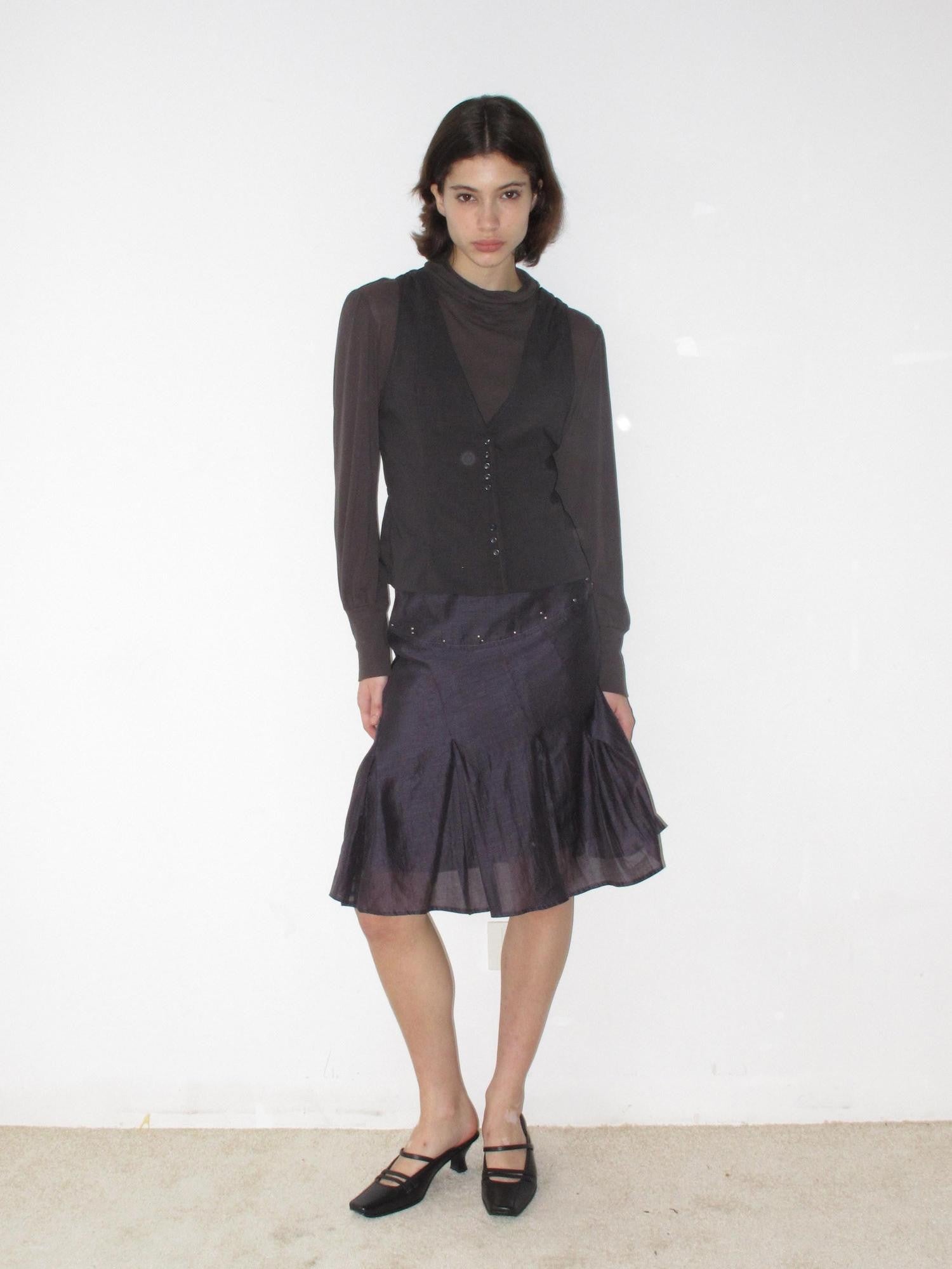 Mito de dar Faux Two Piece Button Vest Slim Knit Women&