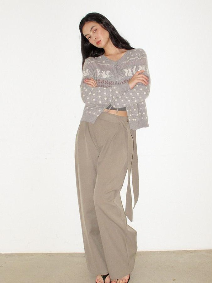 Mito de dar Grey Khaki Button Tie Pleated Micro Stretch Women&