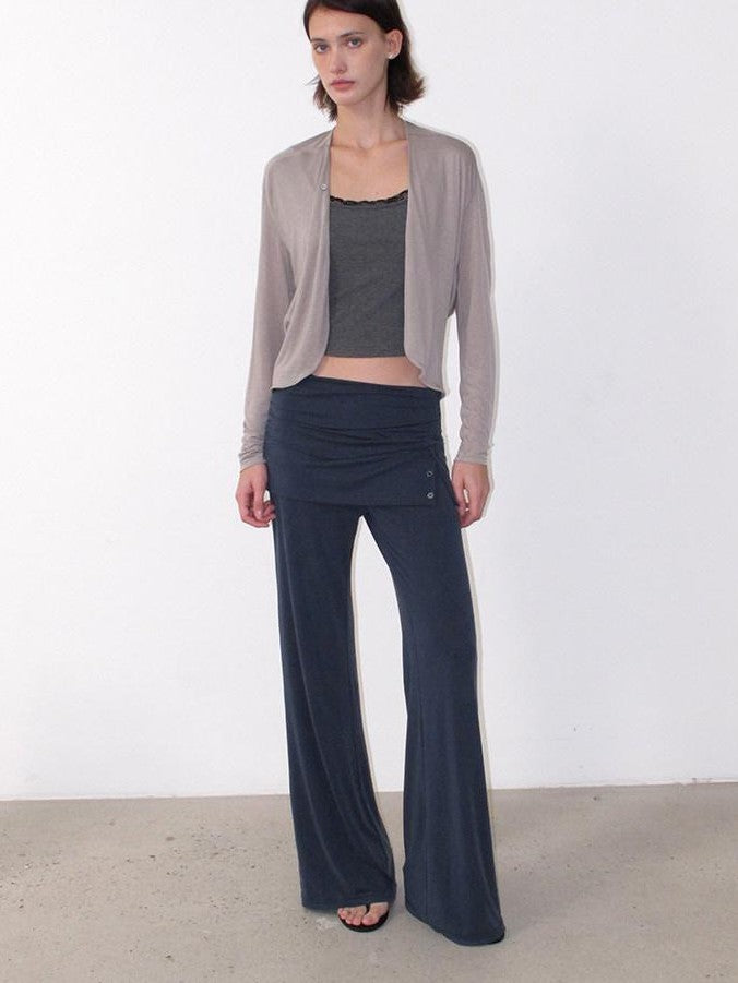 Mito de dar Mist Blue Pleated Wrap Waist Button Detail Women&