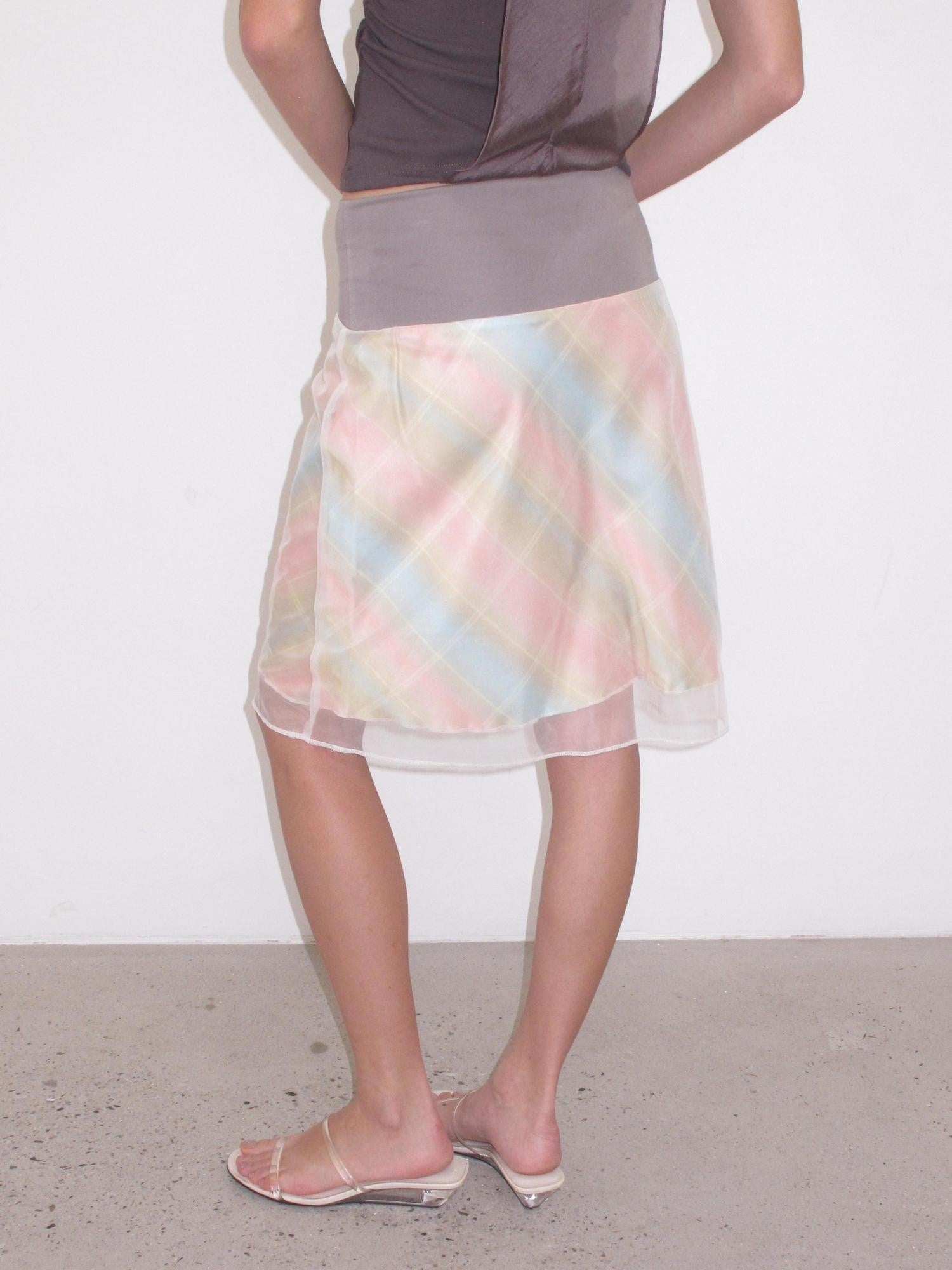 Mito de dar Misty Sheer Colorful Plaid Patchwork Knit Women&
