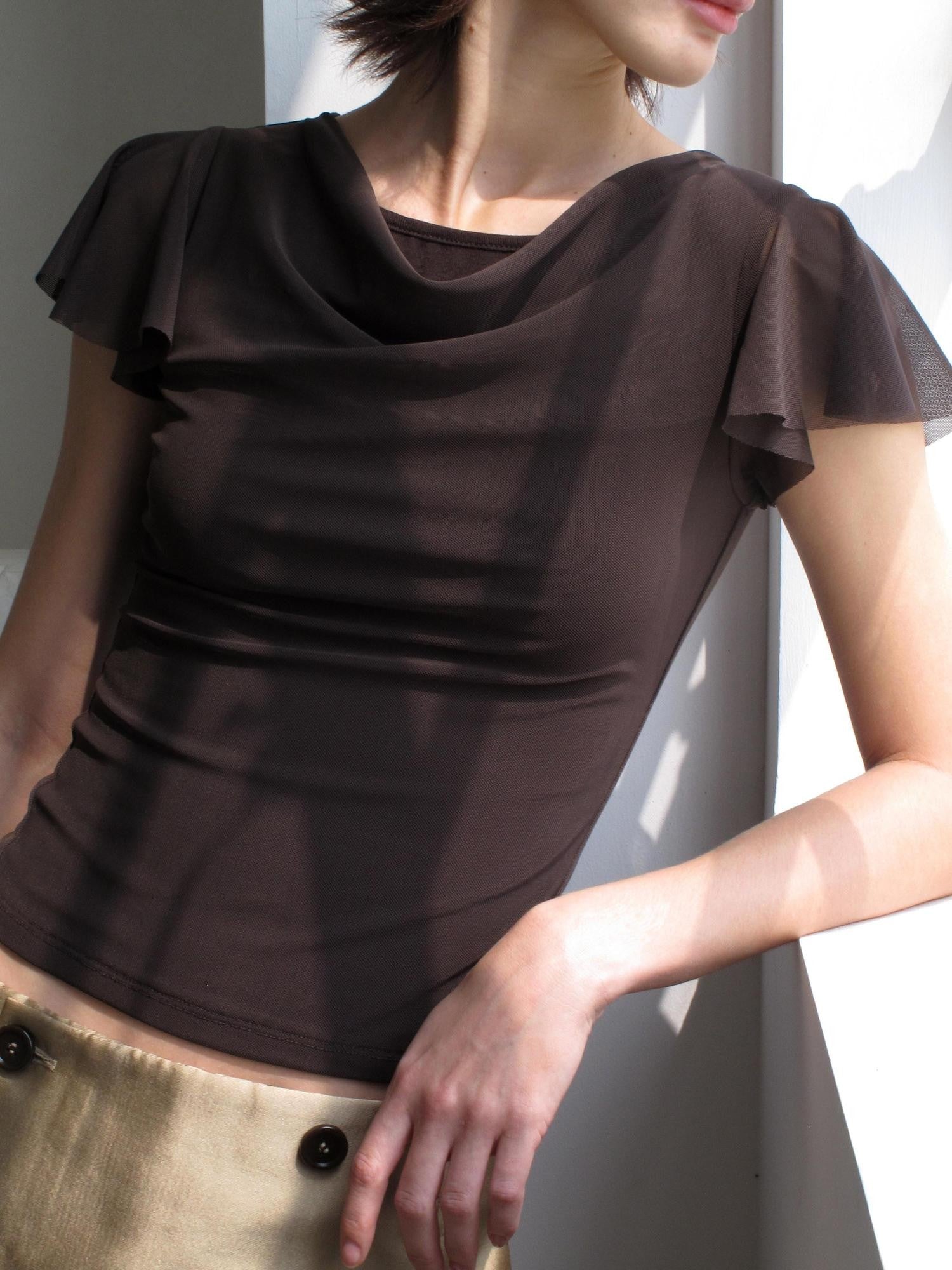 Mito de dar Round Neck Flutter Sleeve Slim Women&
