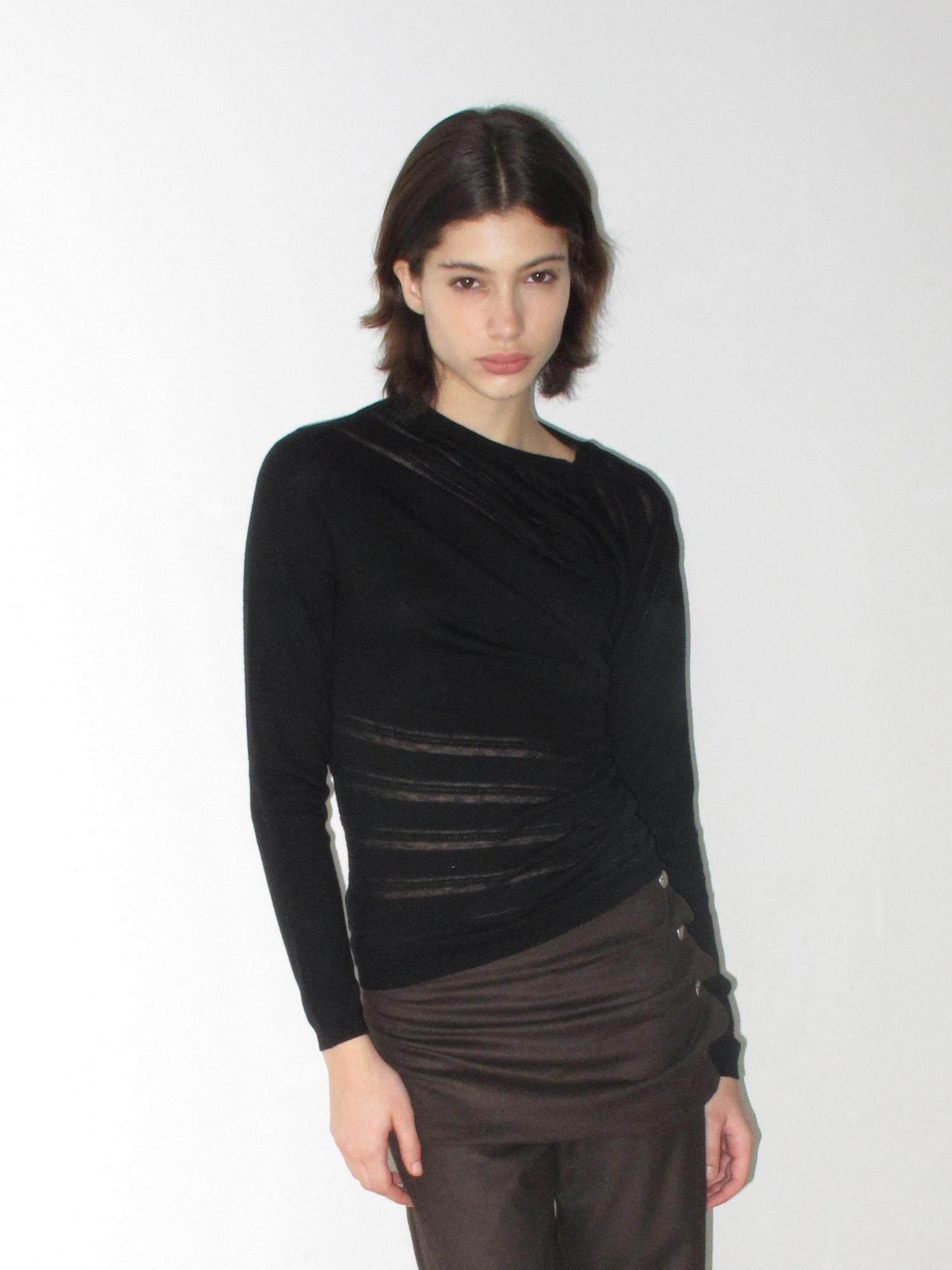 Mito de dar Sheer Diagonal Stripe Asymmetric Women&