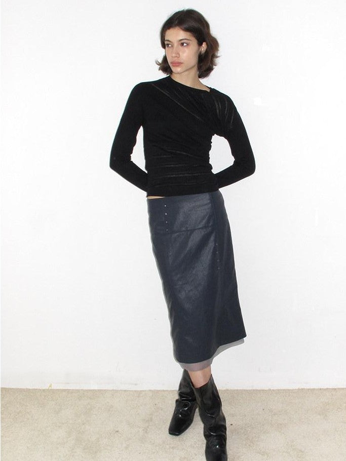 Mito de dar Sheer Diagonal Stripe Asymmetric Women&
