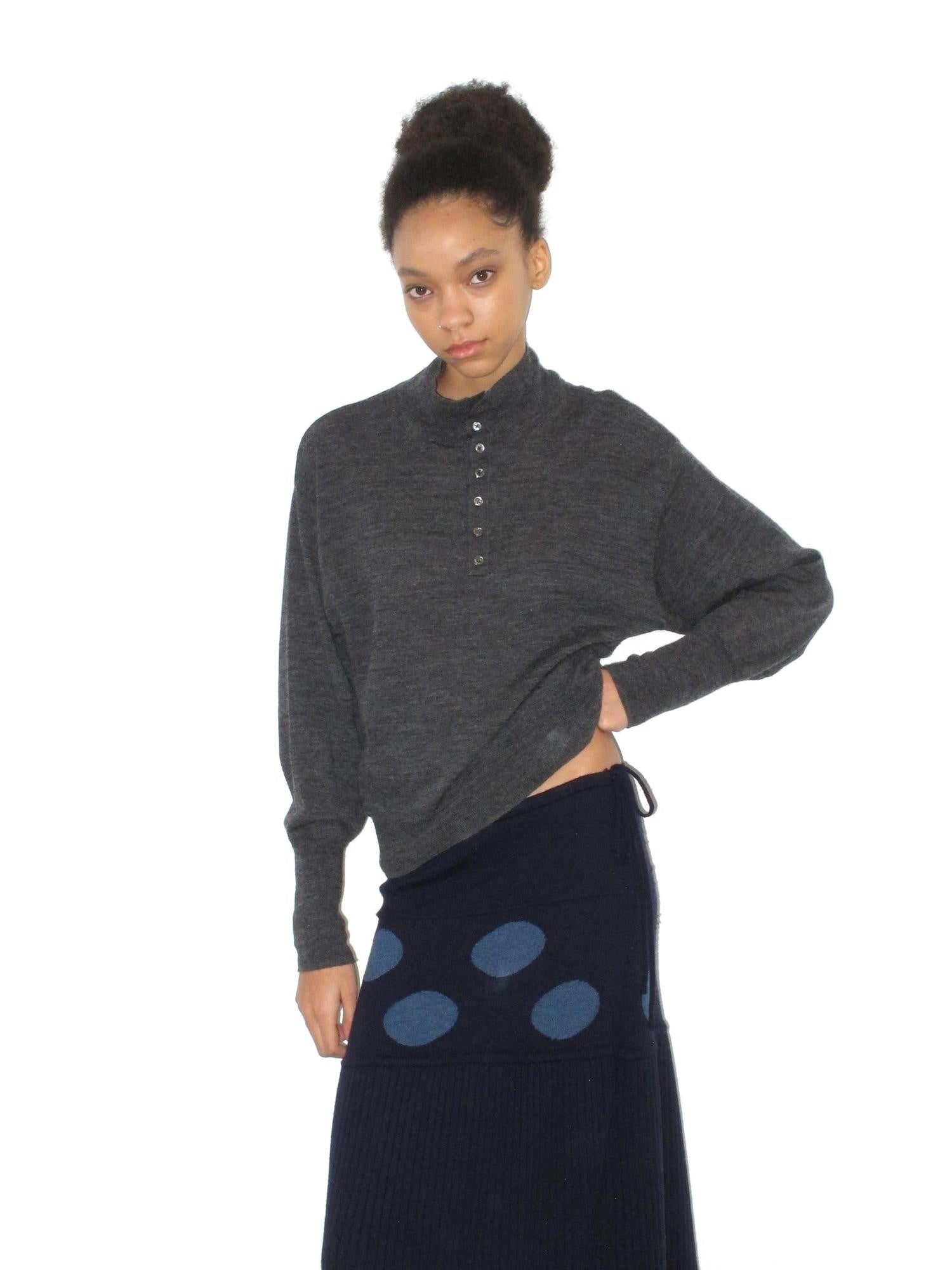 Mito de dar Soft Pure Merino Casual Loose Batwing Stand Collar Button Knit Women Sweater
