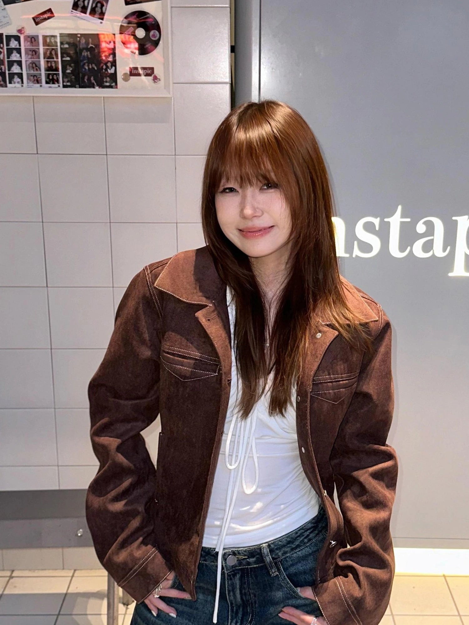 Mito de dar Thread Cut Suede Cropped Jacket