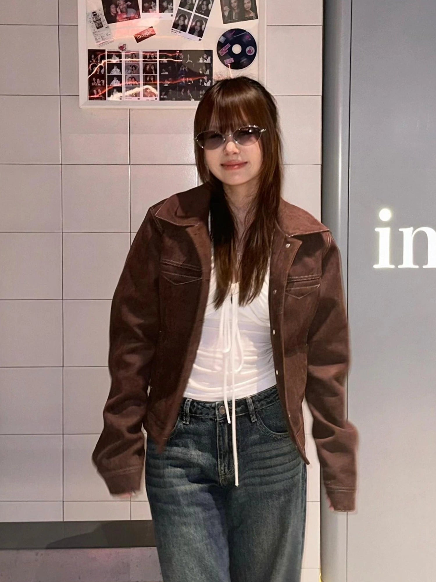 Mito de dar Thread Cut Suede Cropped Jacket