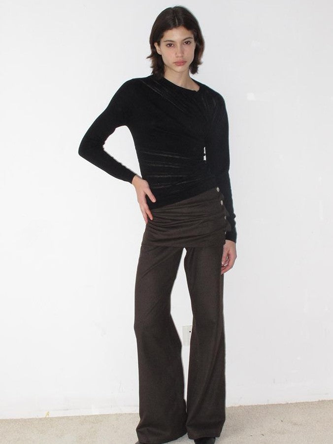 Mito de dar Vintage Ruched Silver Button Straight Leg Women&