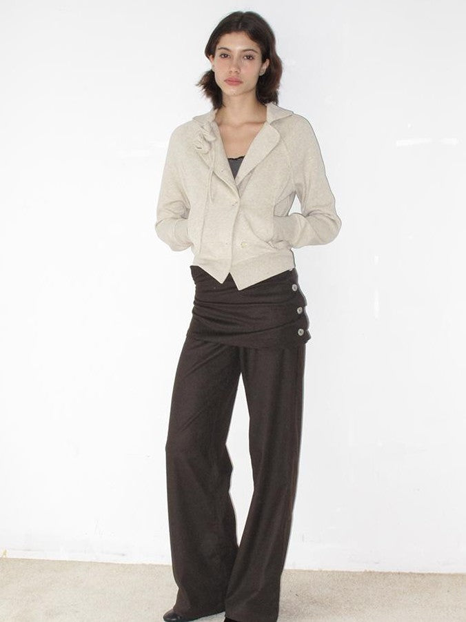 Mito de dar Vintage Ruched Silver Button Straight Leg Women&
