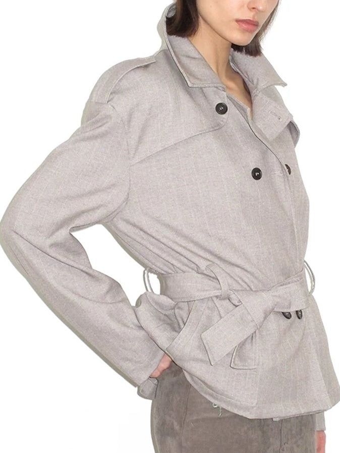 Mito de dar Windproof Tr Faux Wool Double Breasted Casual Loose Fit Women Short Coat