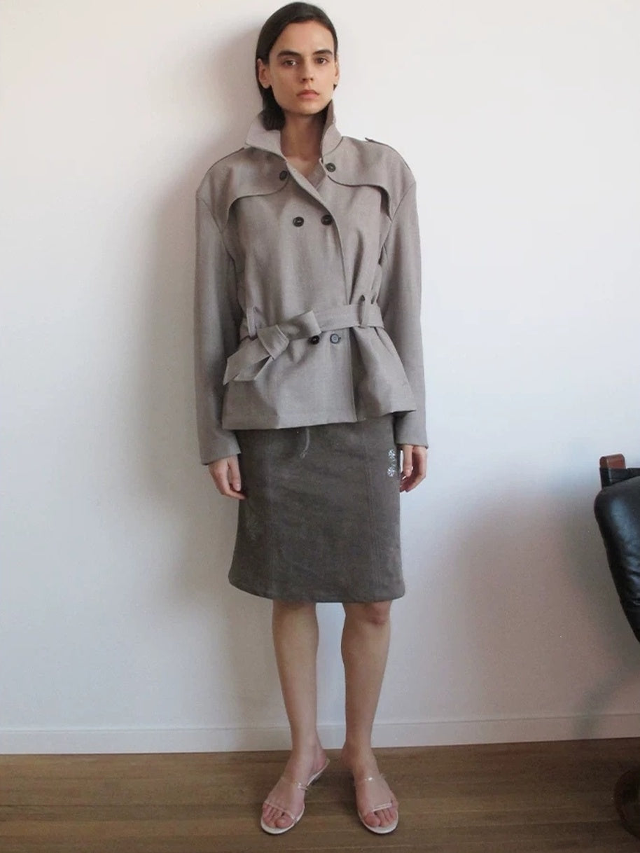 Mito de dar Windproof Tr Faux Wool Double Breasted Casual Loose Fit Women Short Coat