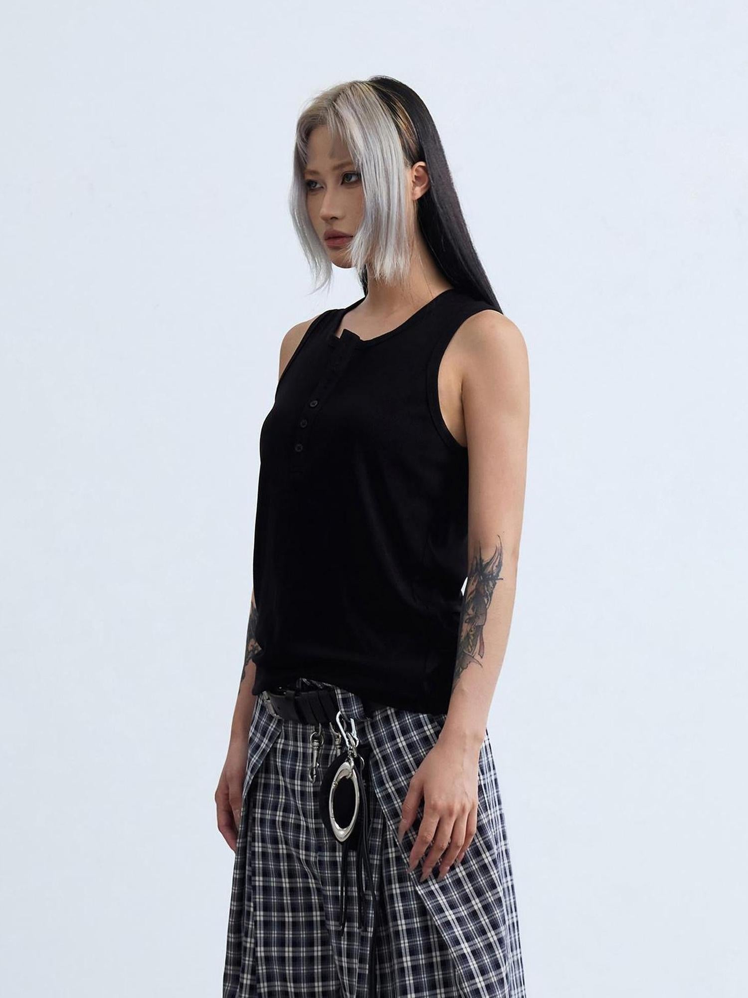 Peoplesense Modal Acetate Slim Sleeveless Vest Solid Breathable Basic Fit