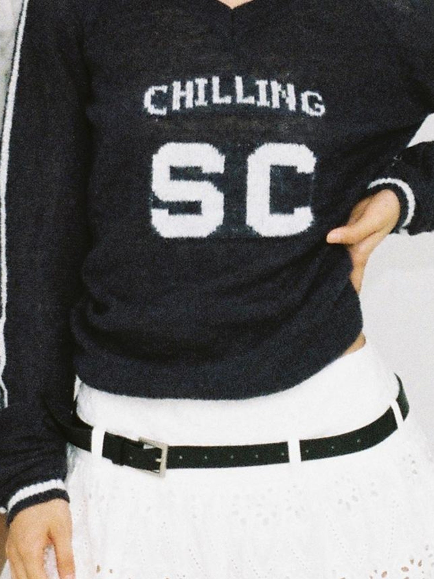 SweetChilling Mohem Sweater American Campus Style Sporty Knit Top