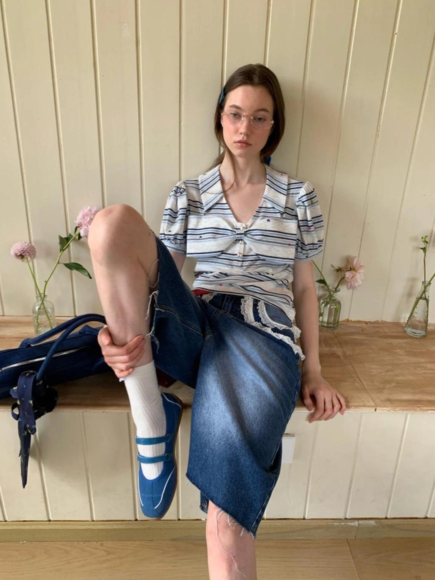 制造(后花园)------人人爱花裙 Moisture Wicking Slim Fit V Neck Puff Sleeve Bow Women Cross Heart Print T-Shirt