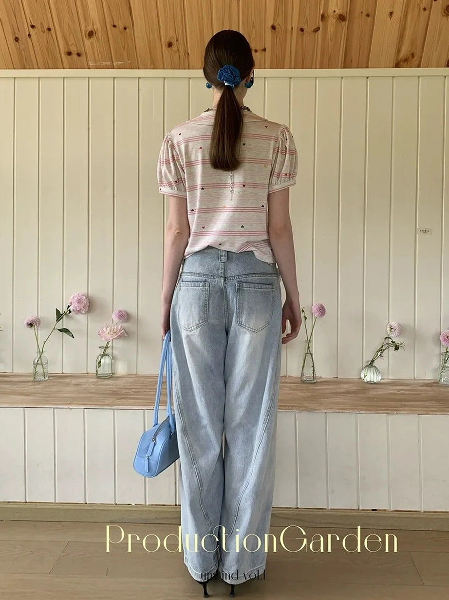 制造(后花园)------人人爱花裙 Moisture Wicking Slim Fit V Neck Puff Sleeve Bow Women Cross Heart Print T-Shirt