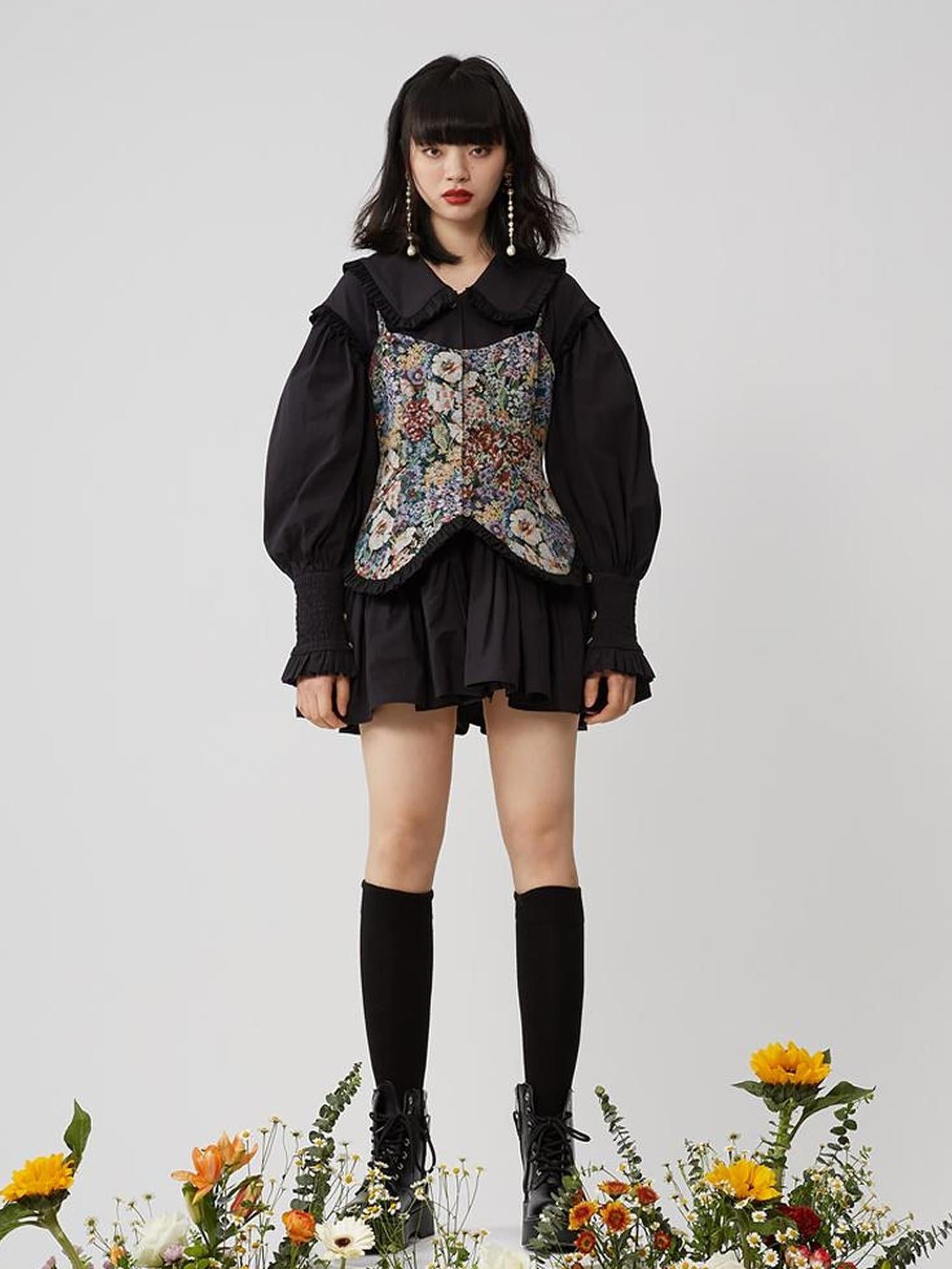 Sweet Mi Moonlit Revolution Lace Shirring Bustier Set