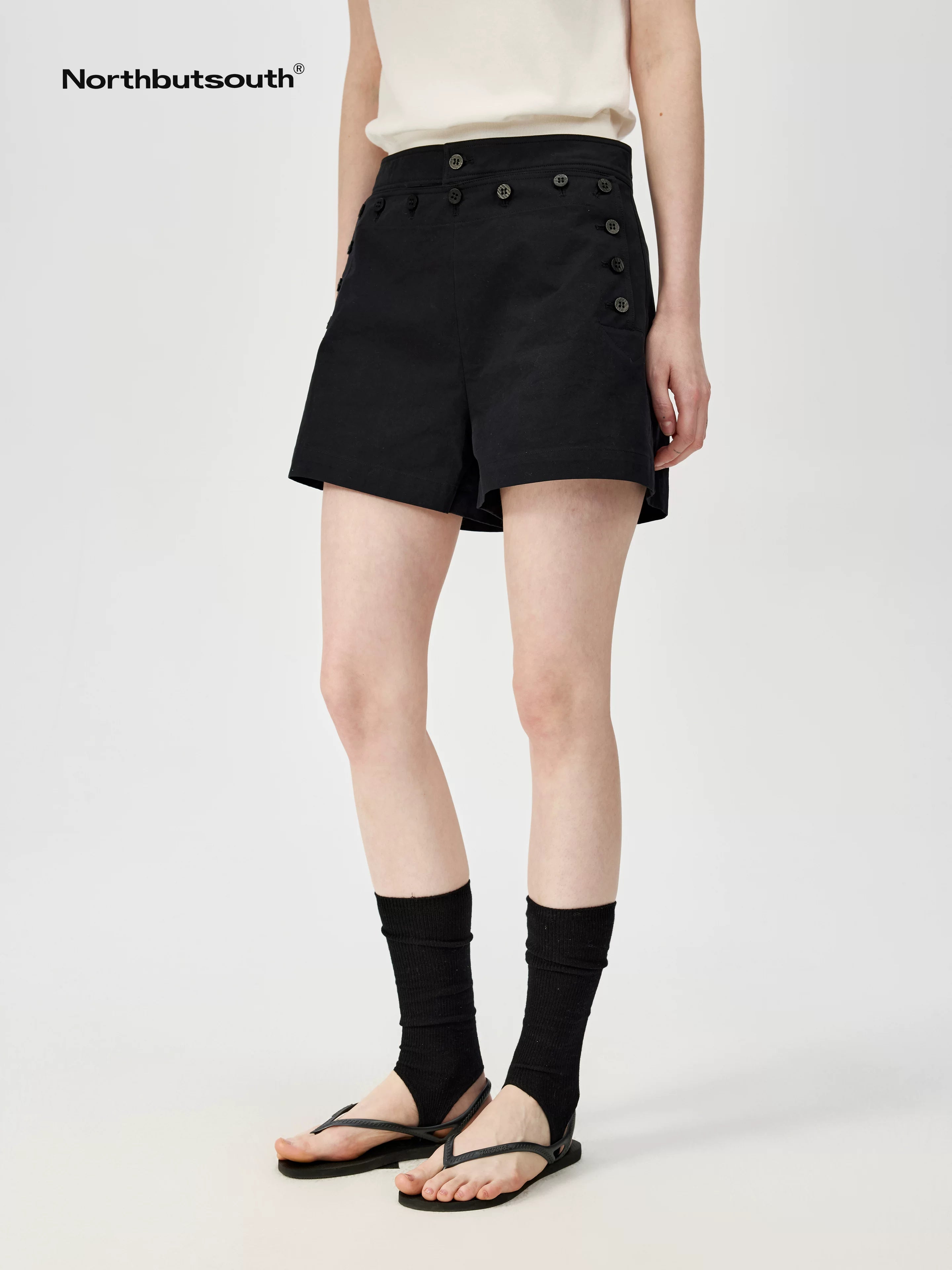 Multi Button Deck Shorts In Three Colors