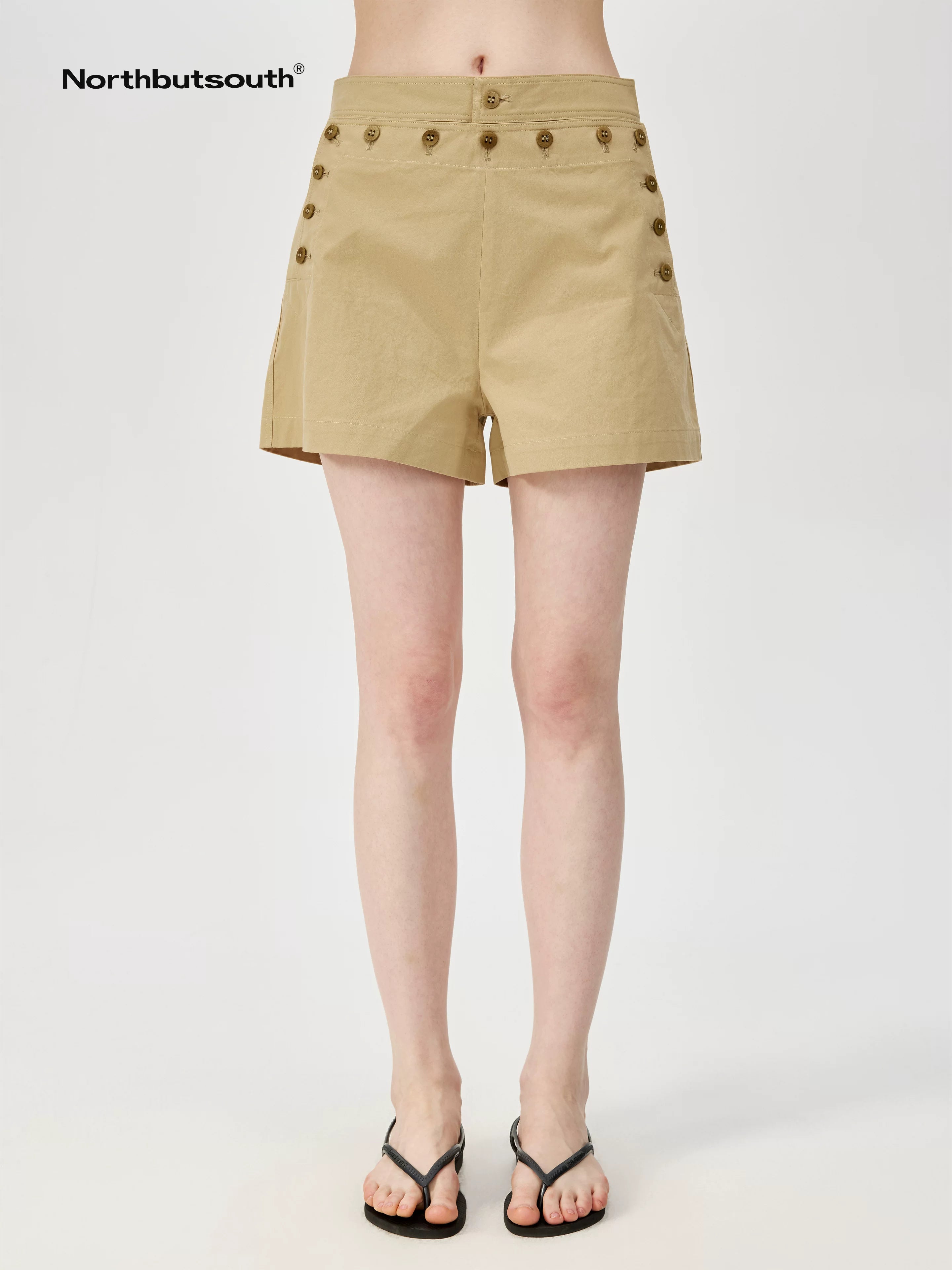 Multi Button Deck Shorts In Three Colors