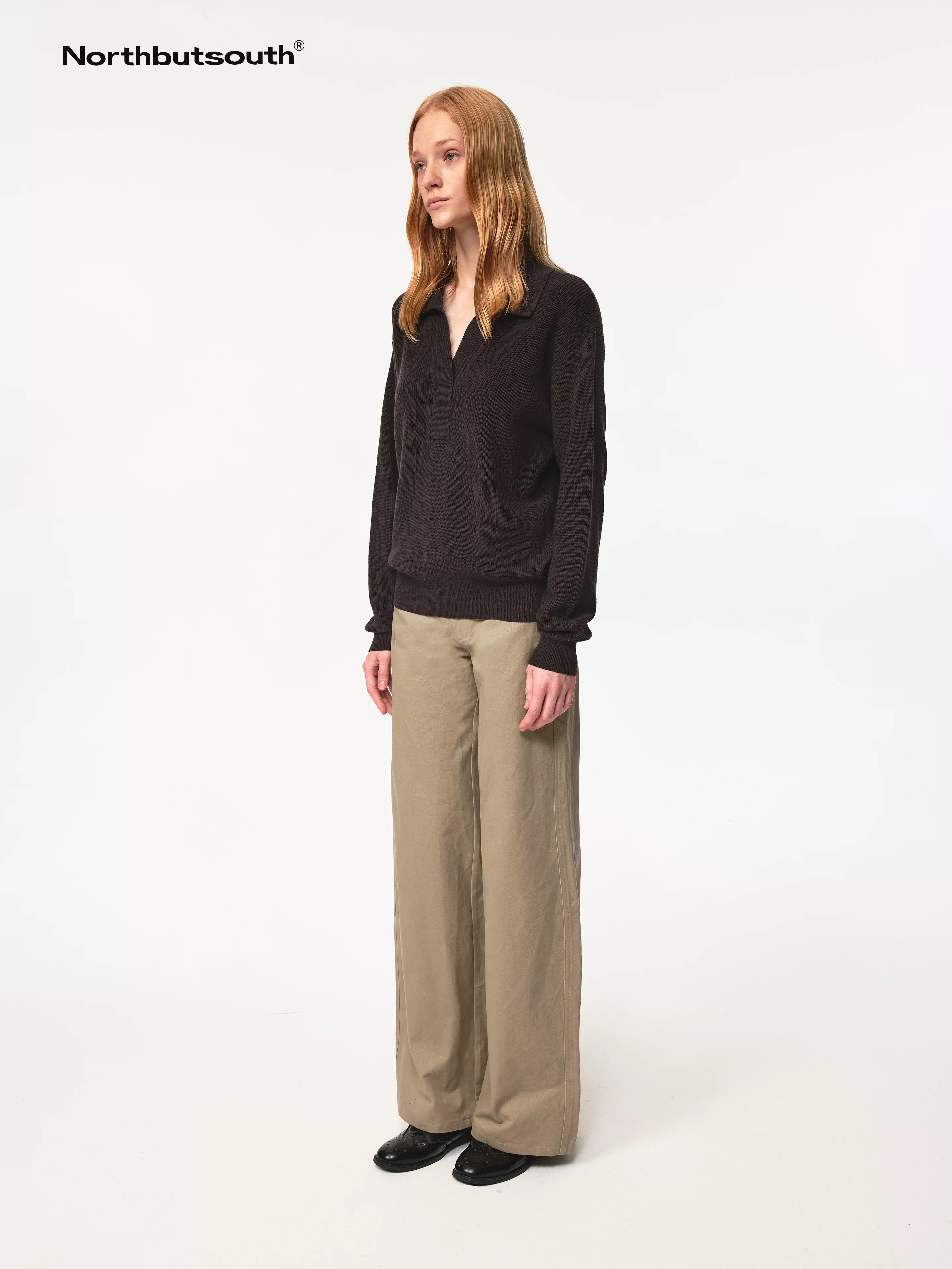 Multi Button Twill Relaxed Fit Straight Leg Pants