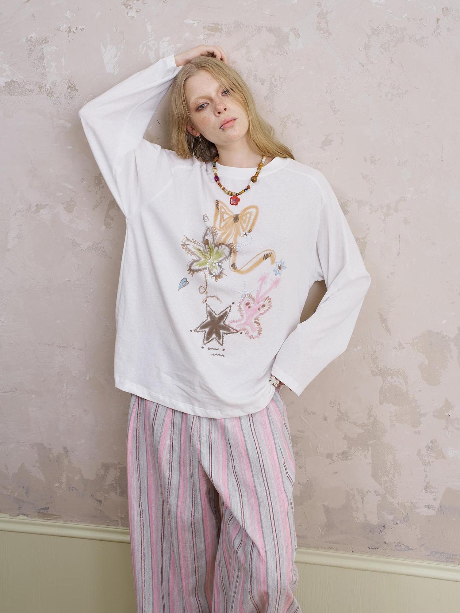 DIDDI MODA Mystic Star Ribbon Embellished Tee