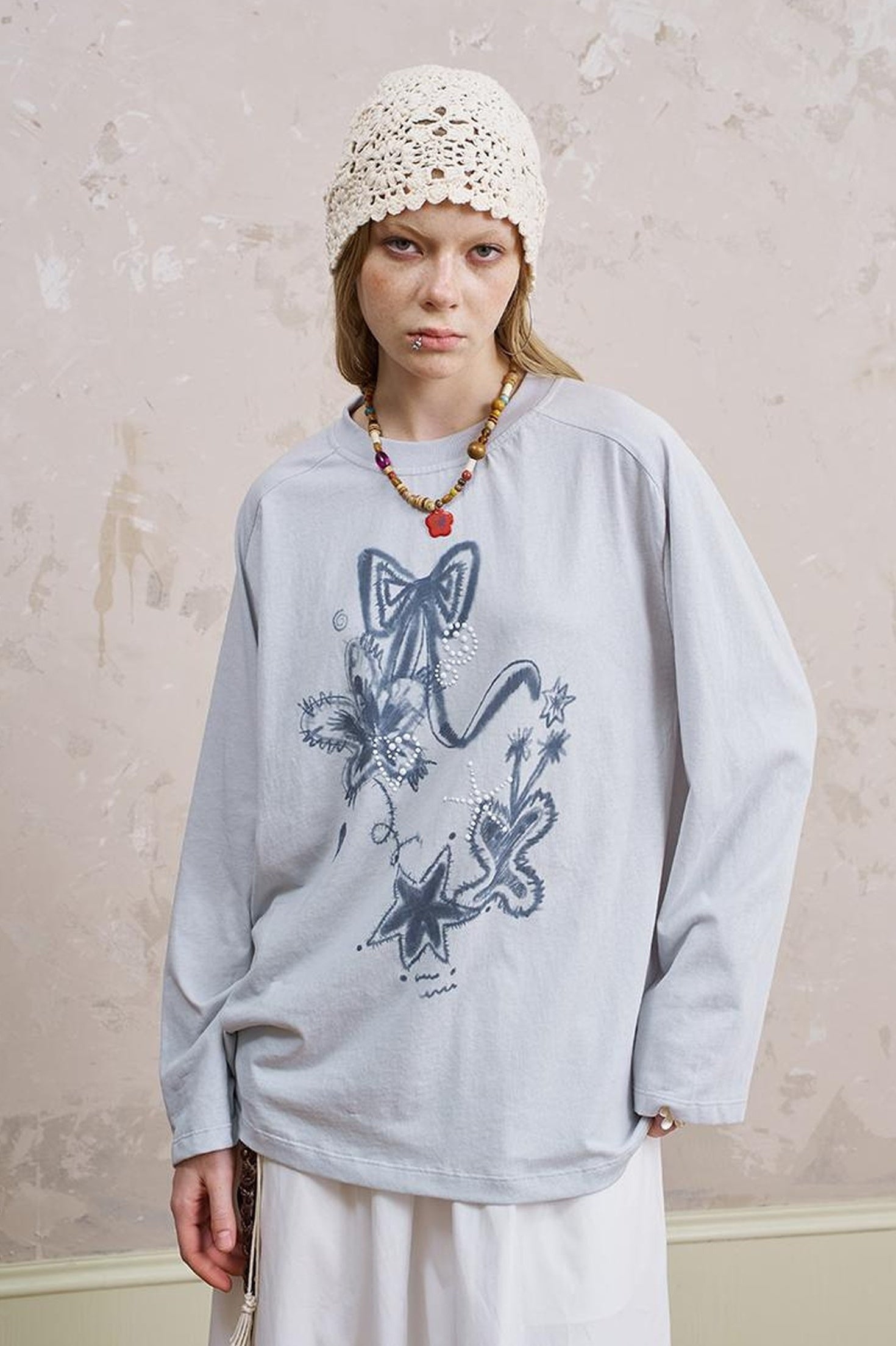 DIDDI MODA Mystic Star Ribbon Embellished Tee