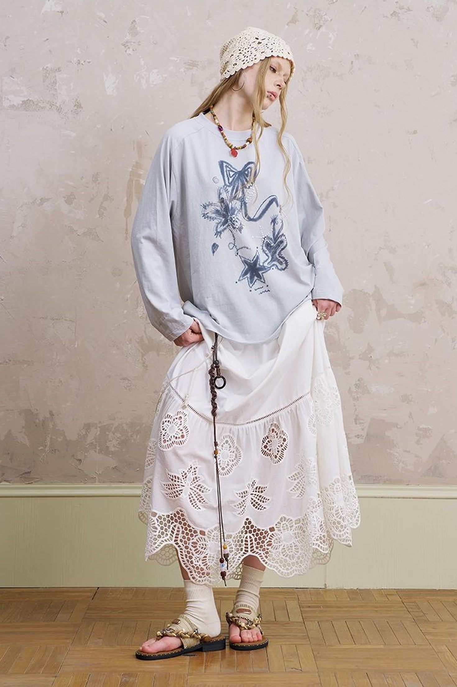 DIDDI MODA Mystic Star Ribbon Embellished Tee