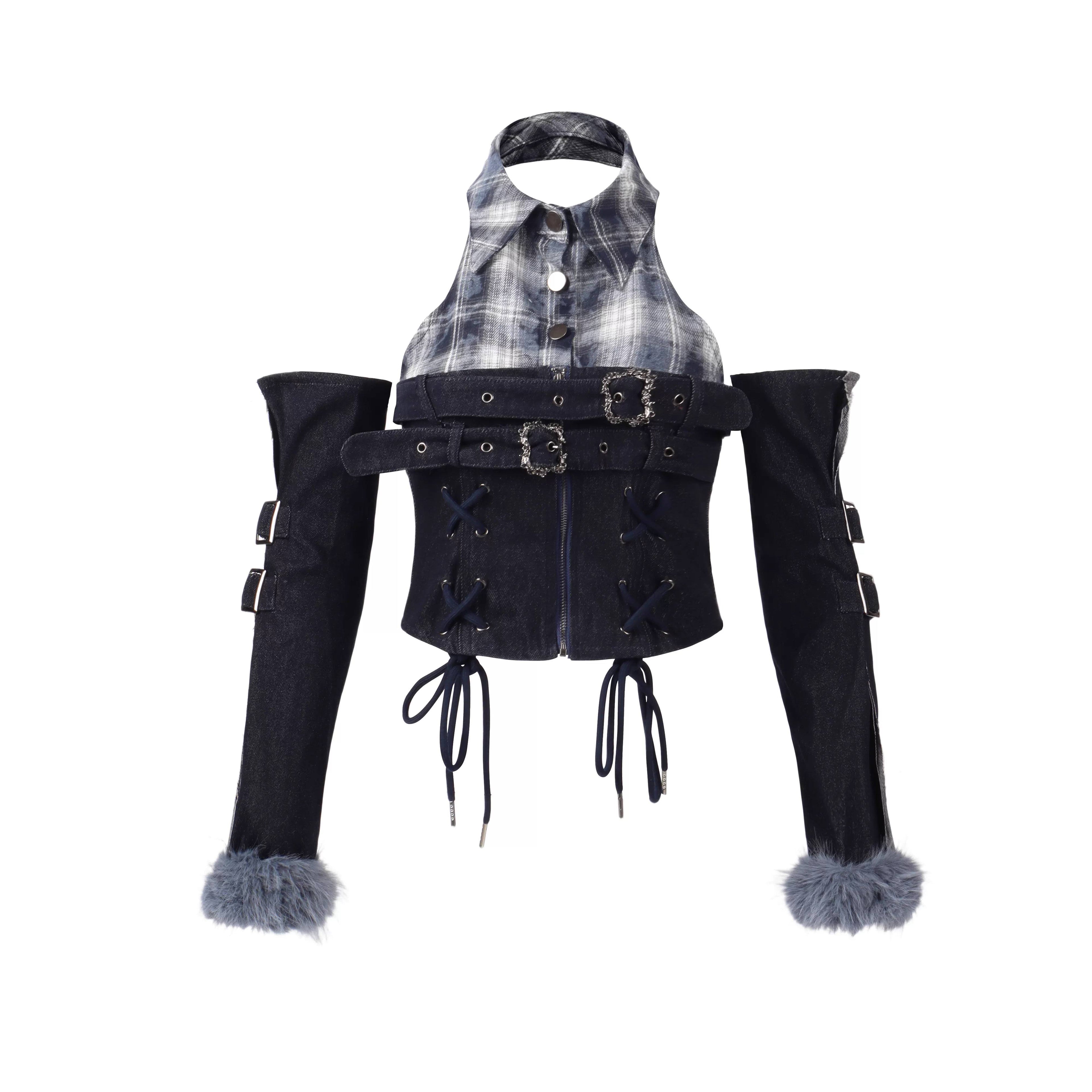 NANAICHILLI_Blue_And_Red_Plaid_High_Rise_Straight_Fit_Casual_Women_Checked_Jeans_MISSTT